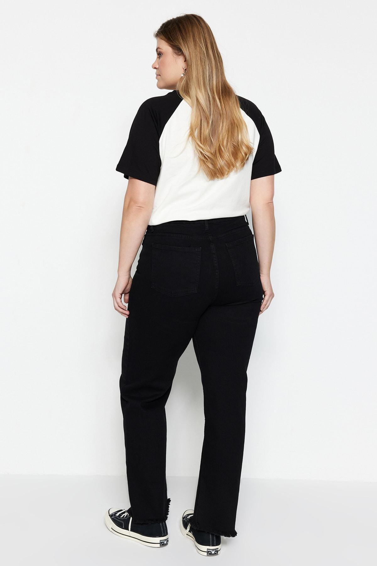 Black Wide Leg Plus Size Jeans, , large image number 5
