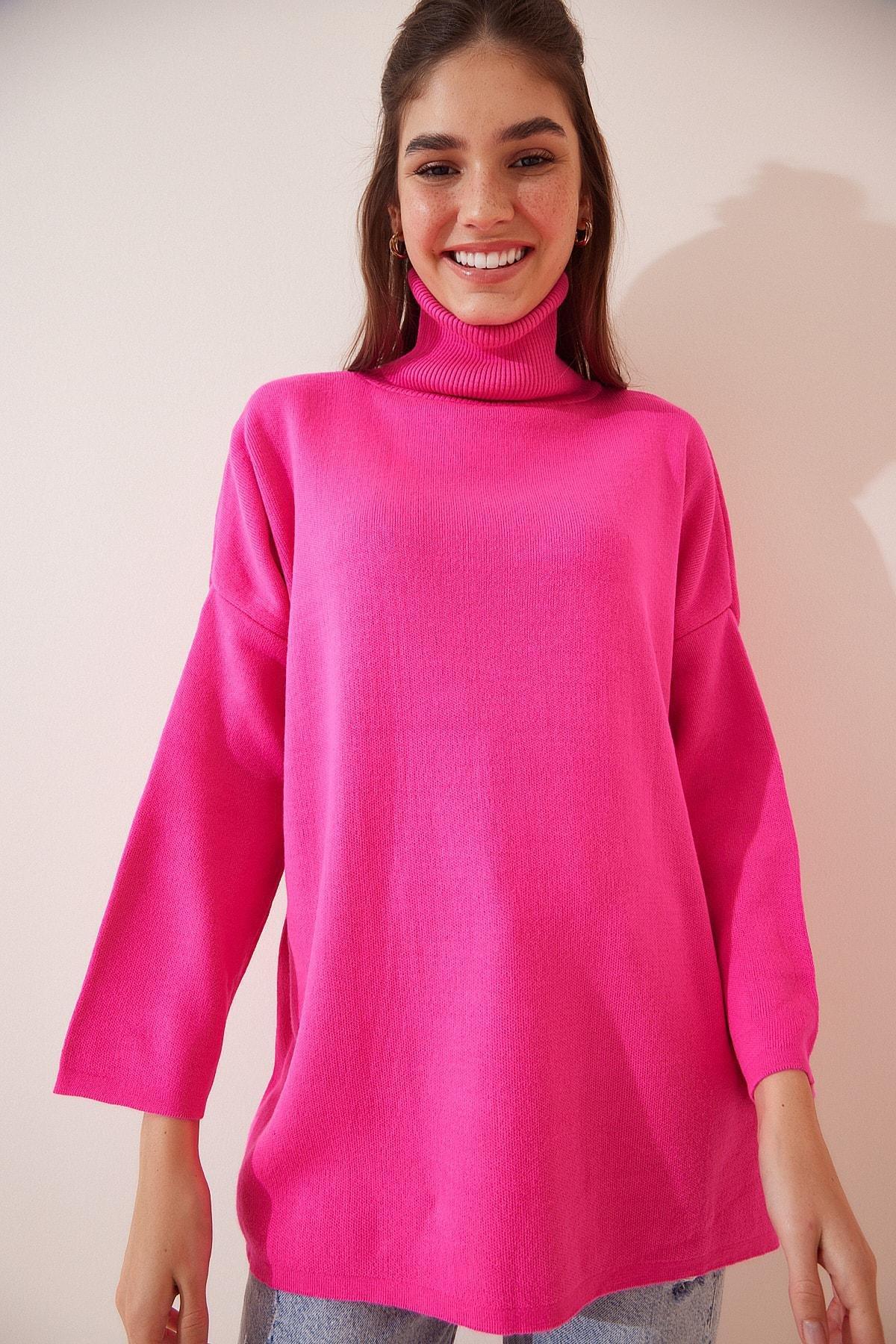 Pink Turtleneck Sweater, Pink, large image number 1