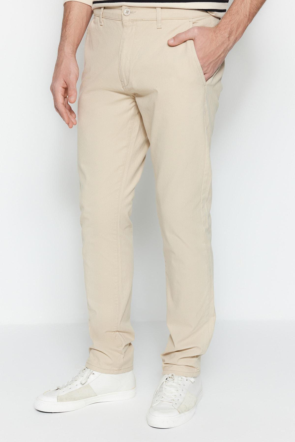 Beige Straight Pants, , large image number 0
