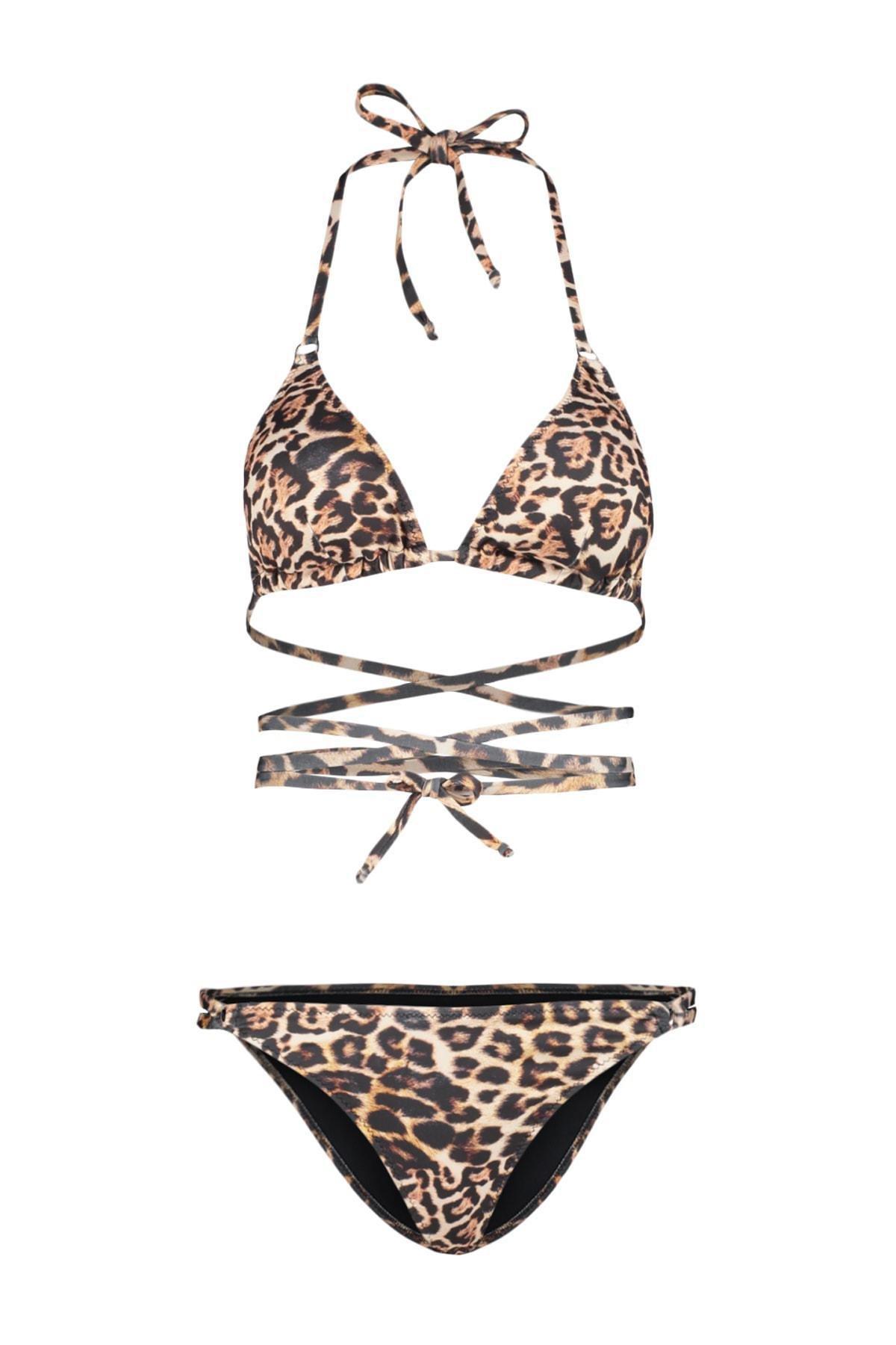 Brown Animal Print Bikini Set, , large image number 5