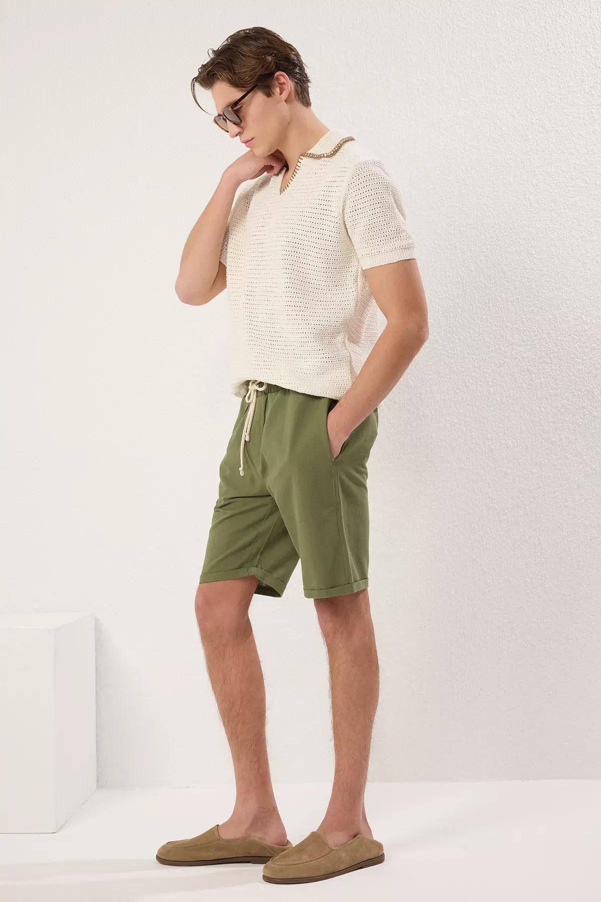 Green Regular Shorts & Bermuda, Khaki, medium