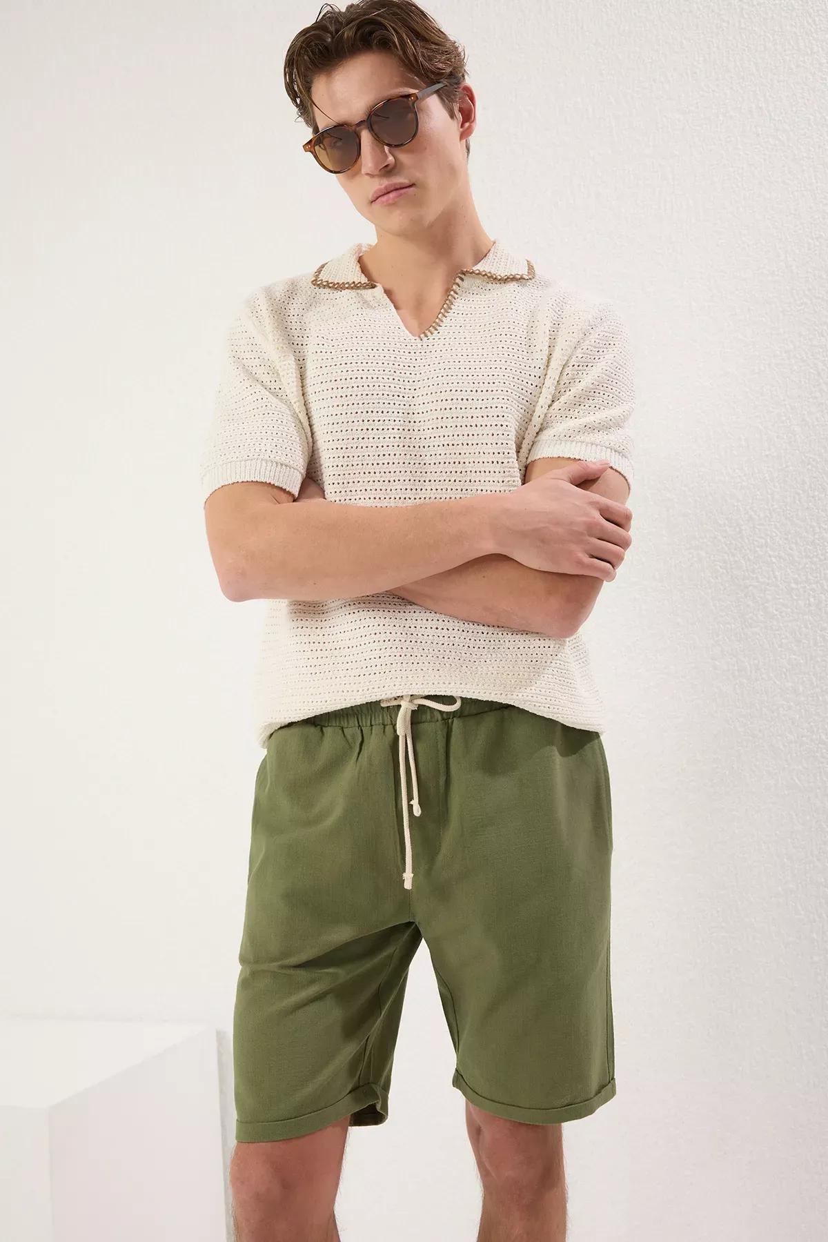 Green Regular Shorts & Bermuda, Khaki, large image number 1