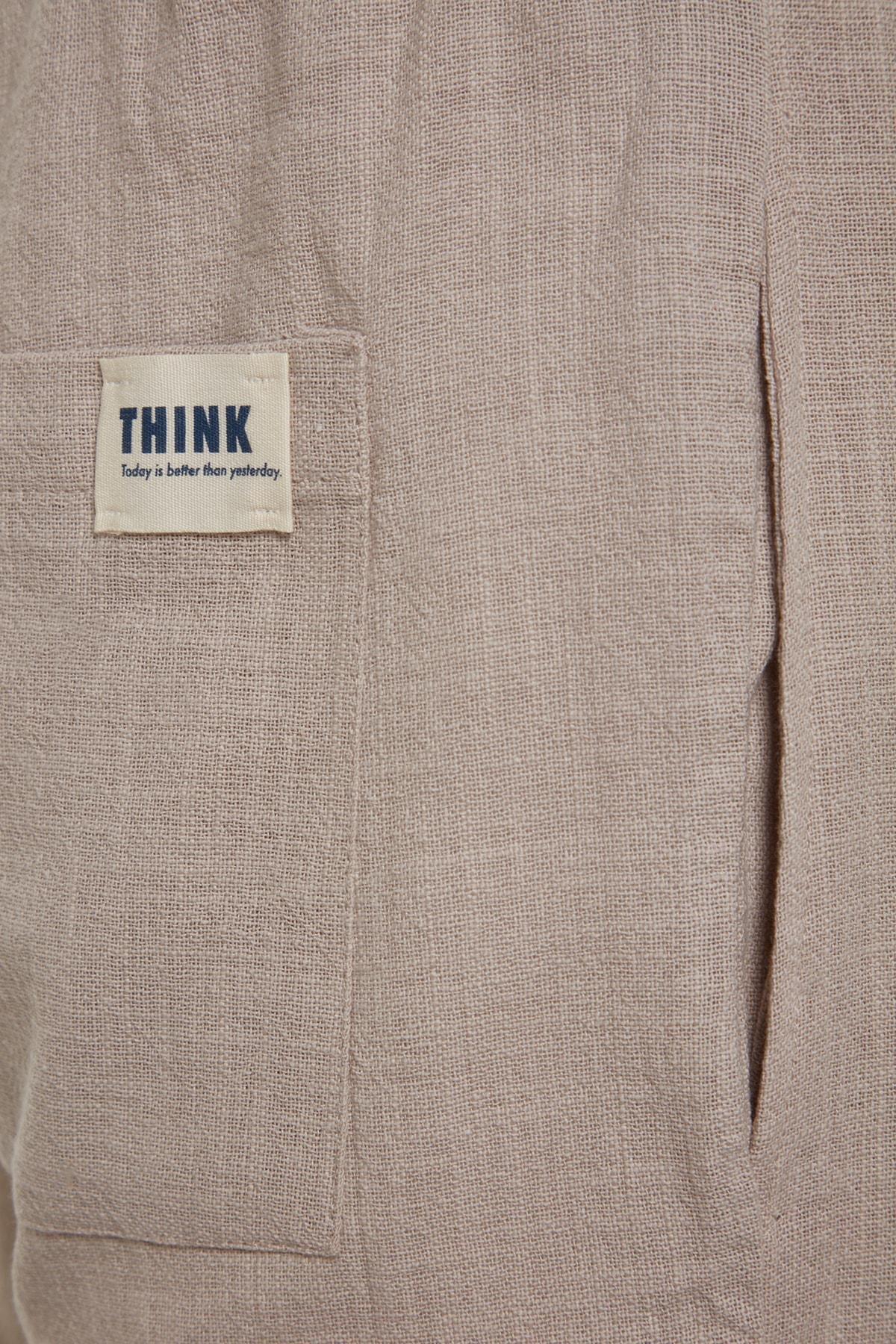 Beige Mid Waist Straight Shorts, , large image number 9
