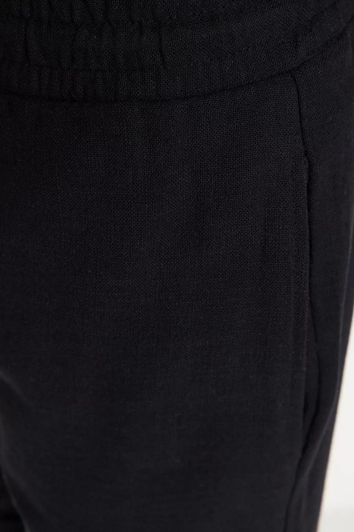 Black Mid Waist Straight Shorts, Black, large image number 7