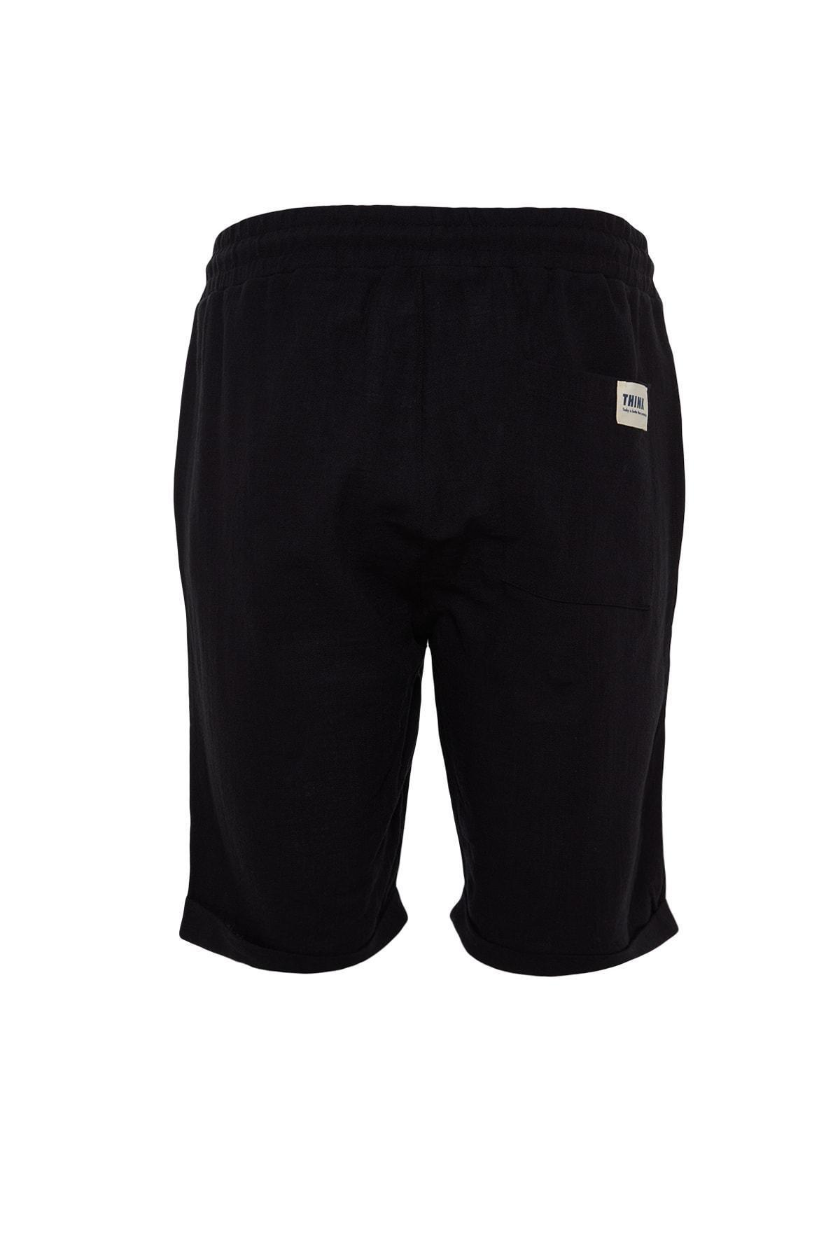 Black Mid Waist Straight Shorts, , large image number 8