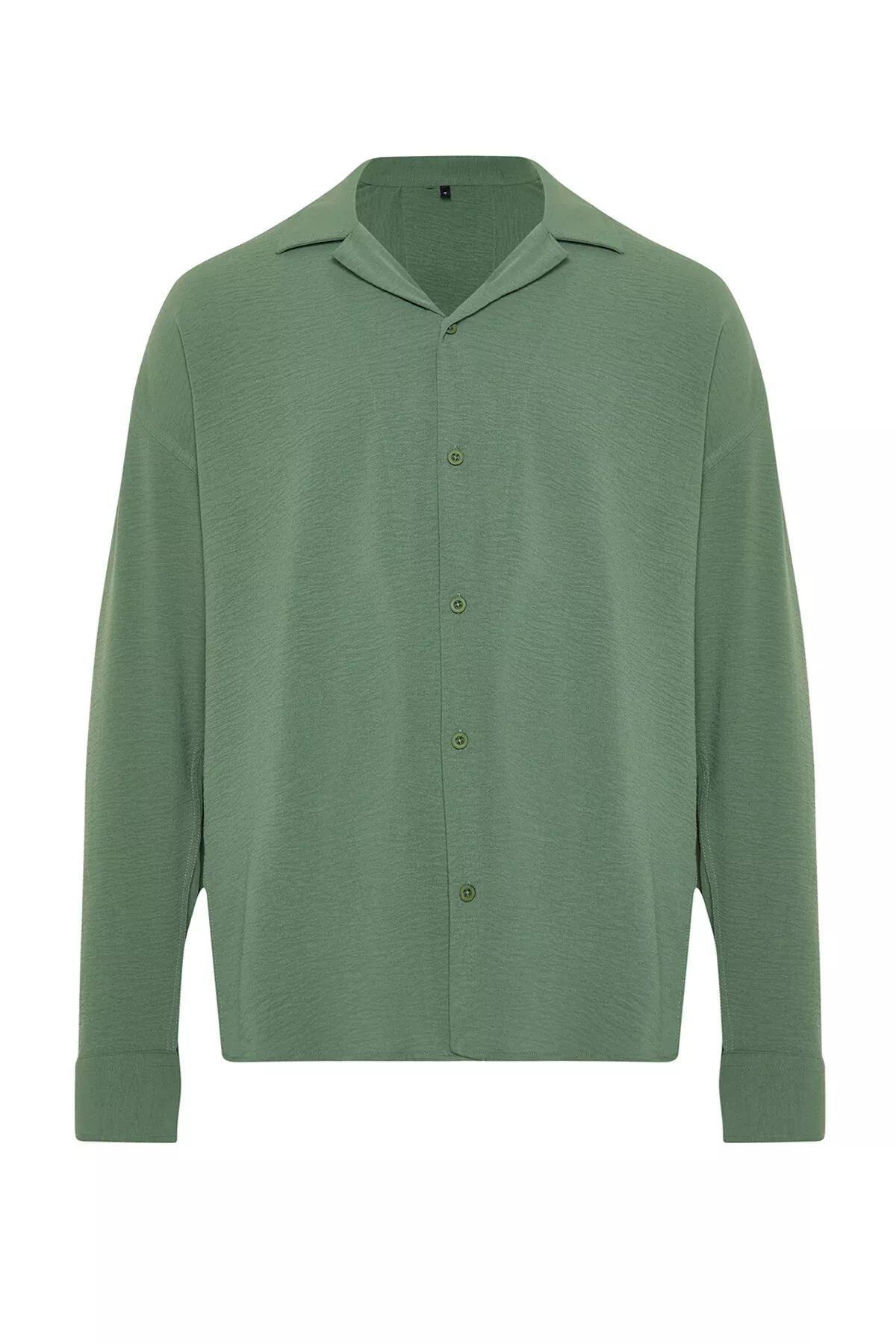 Green Linen Wide Collar shirt, , large image number 9
