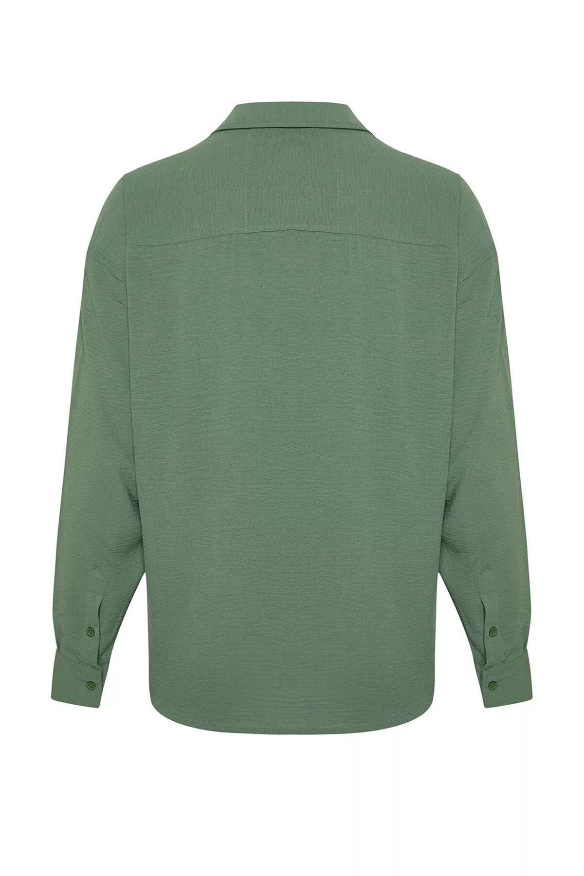 Green Linen Wide Collar shirt, , large image number 11