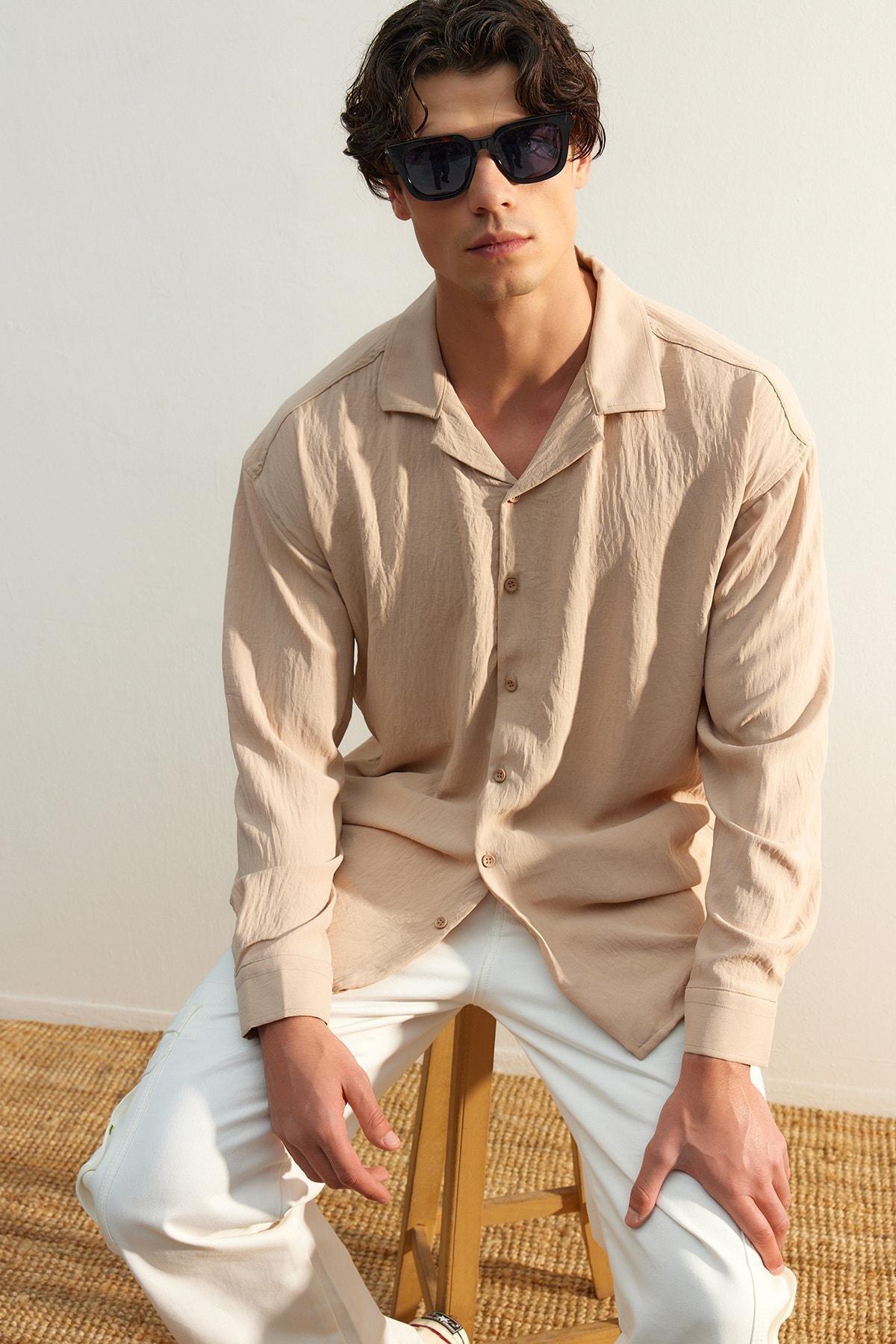 Beige Oversize Shirt, , large image number 2