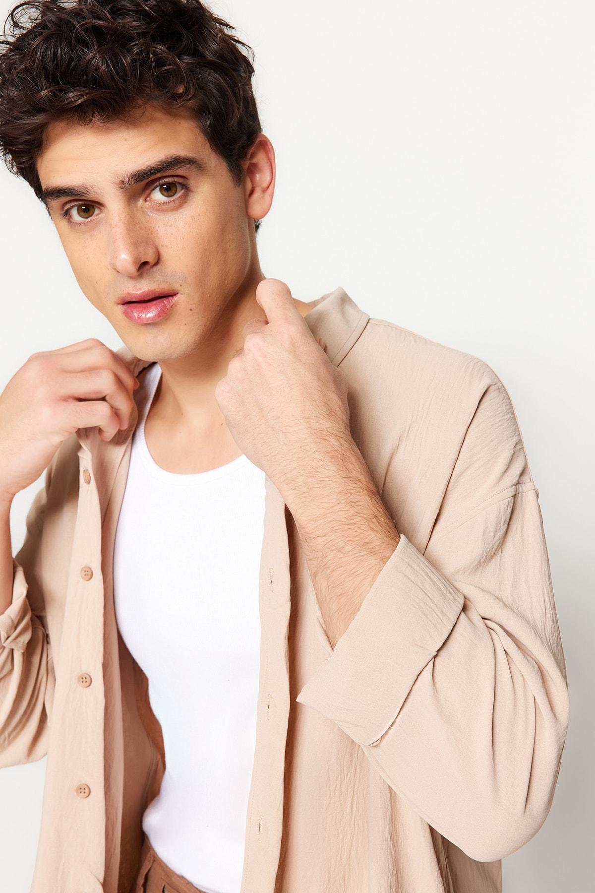 Beige Oversize Shirt, , large image number 3