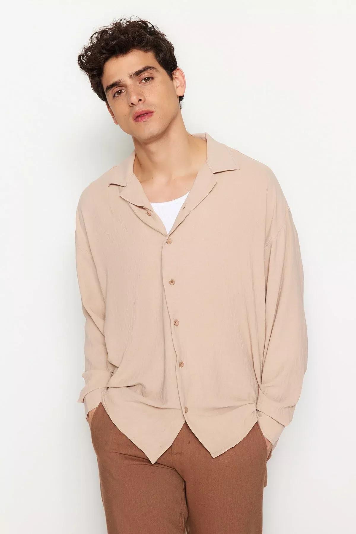 Beige Oversize Shirt, Beige, large image number 3