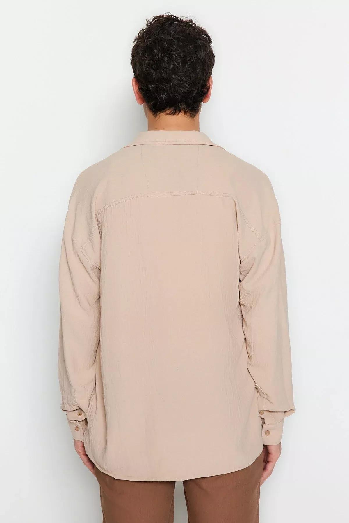 Beige Oversize Shirt, Beige, large image number 4