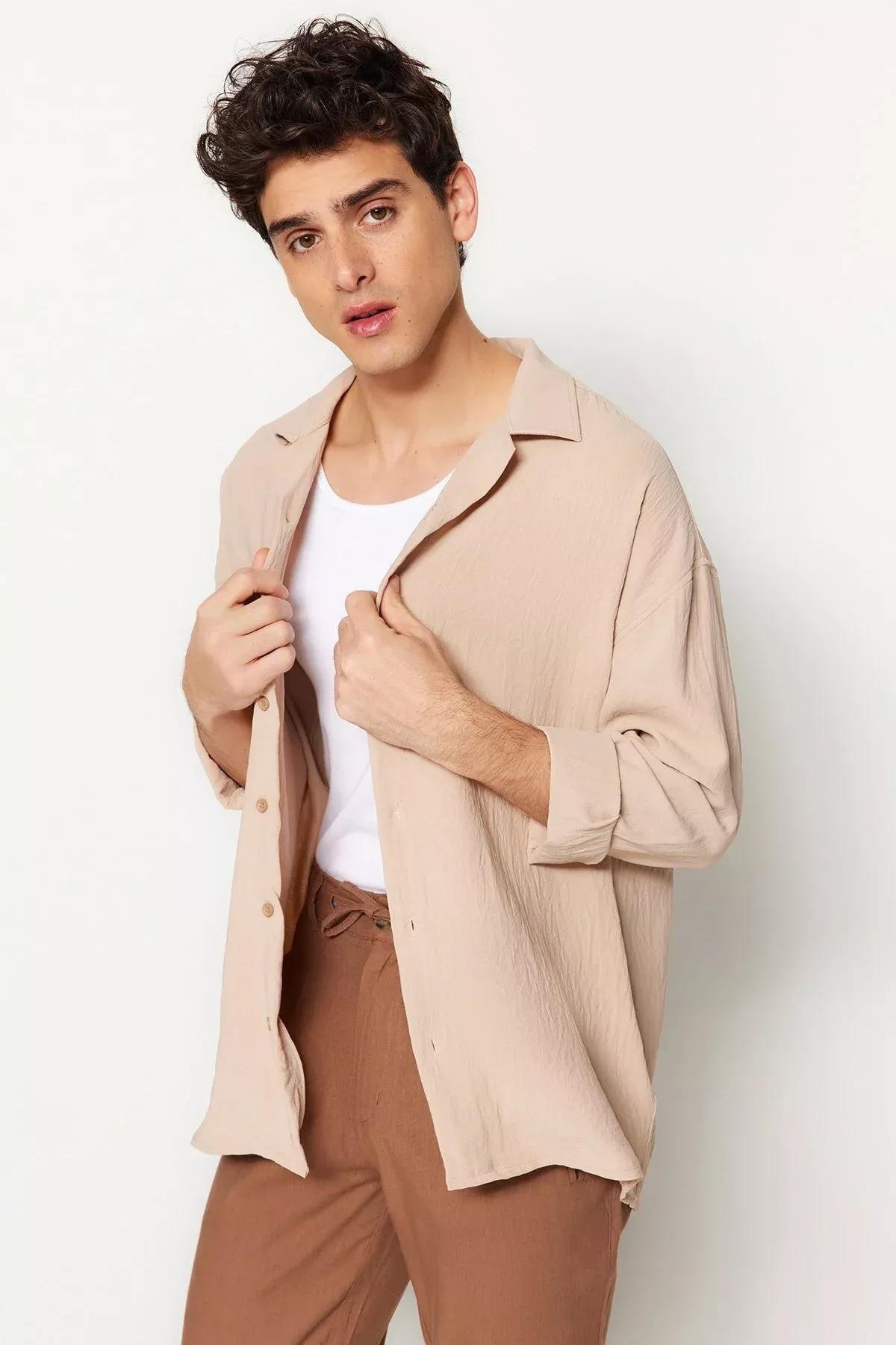 Beige Oversize Shirt, Beige, large image number 7