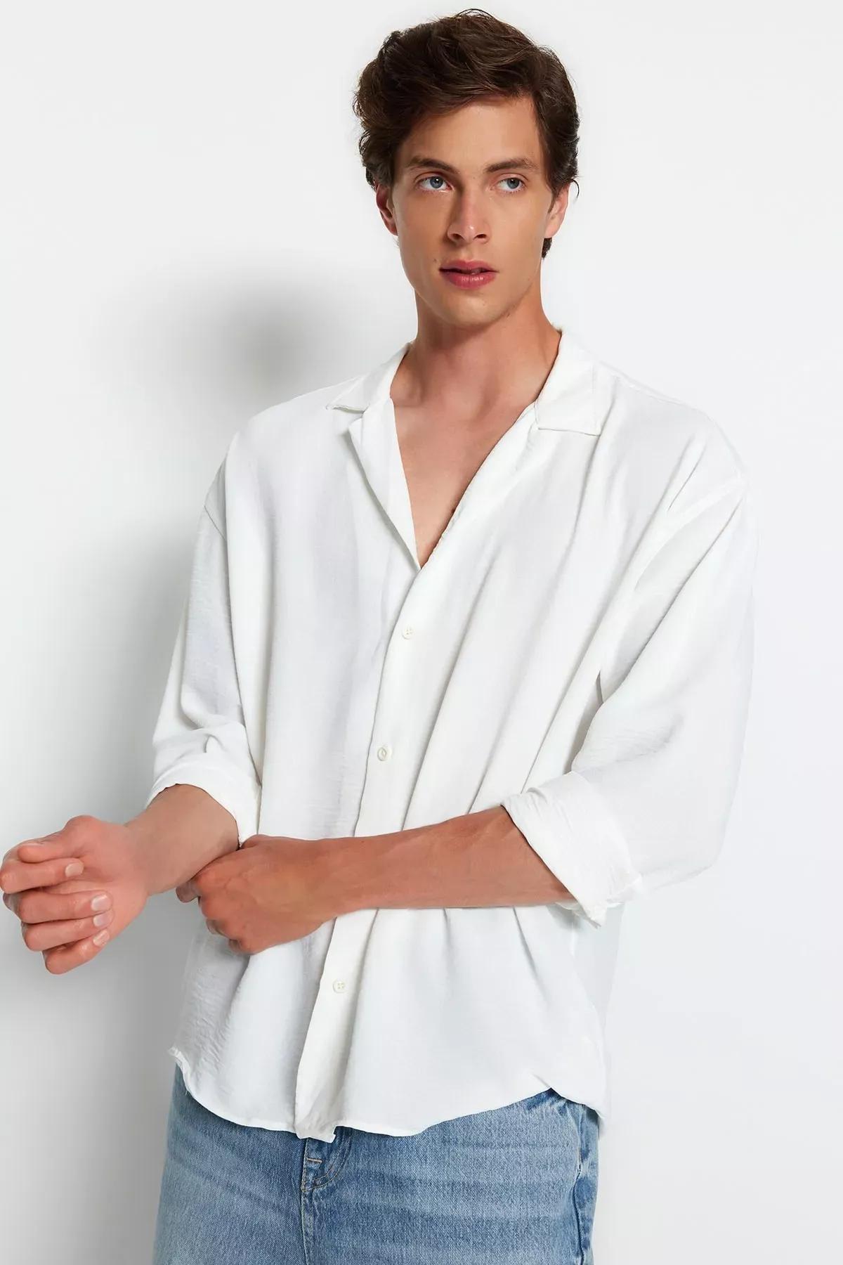 White Oversize Shirt, White, medium