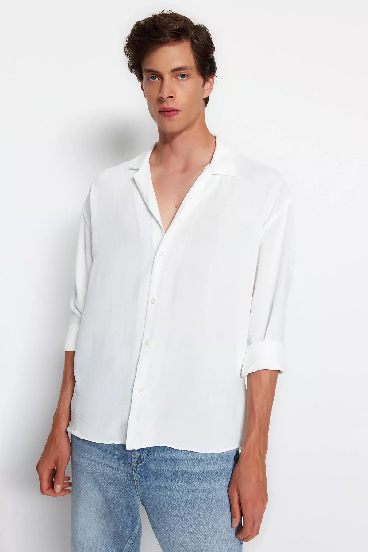 White Oversize Shirt, White, medium