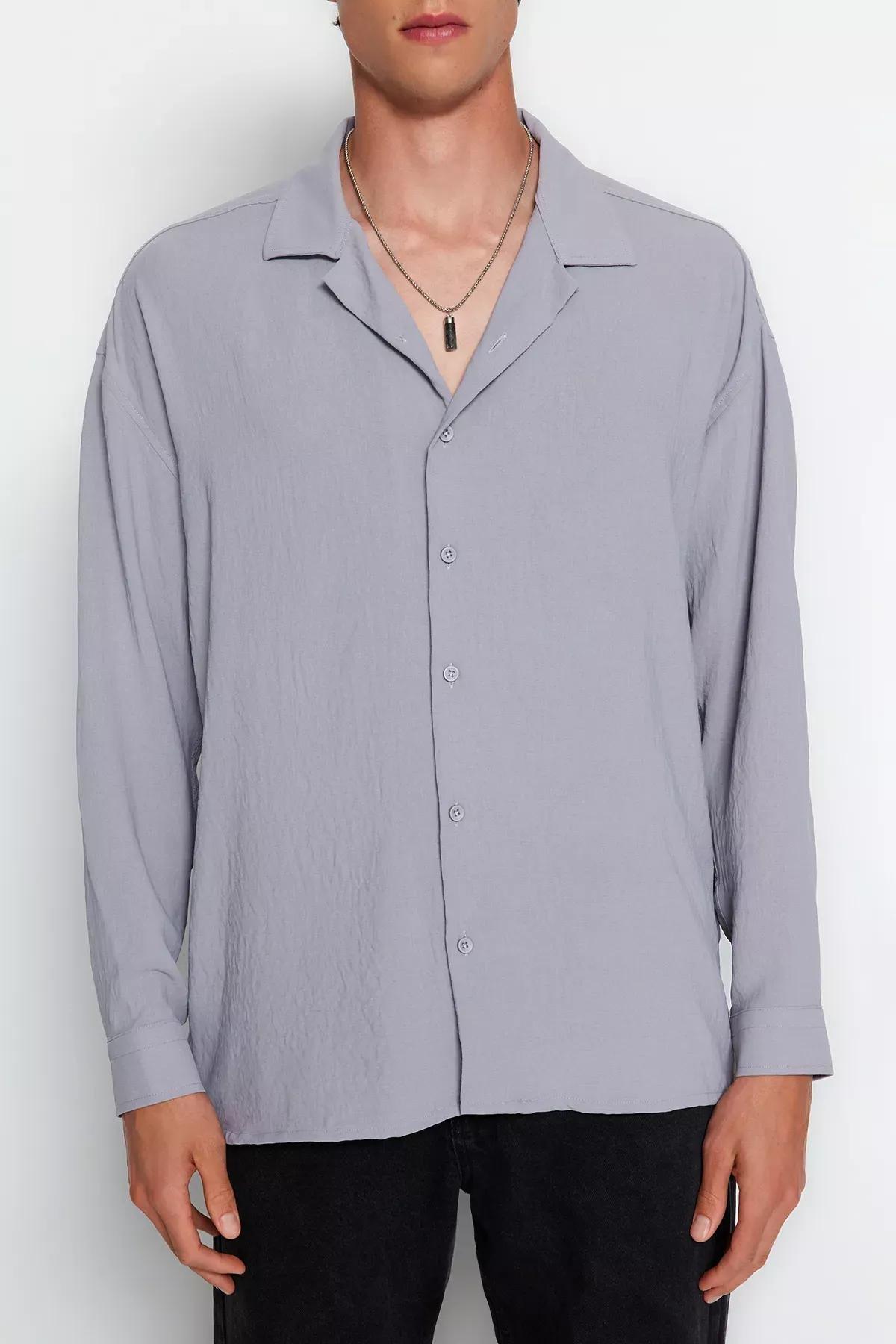 Grey Oversize Shirt, Gray, medium