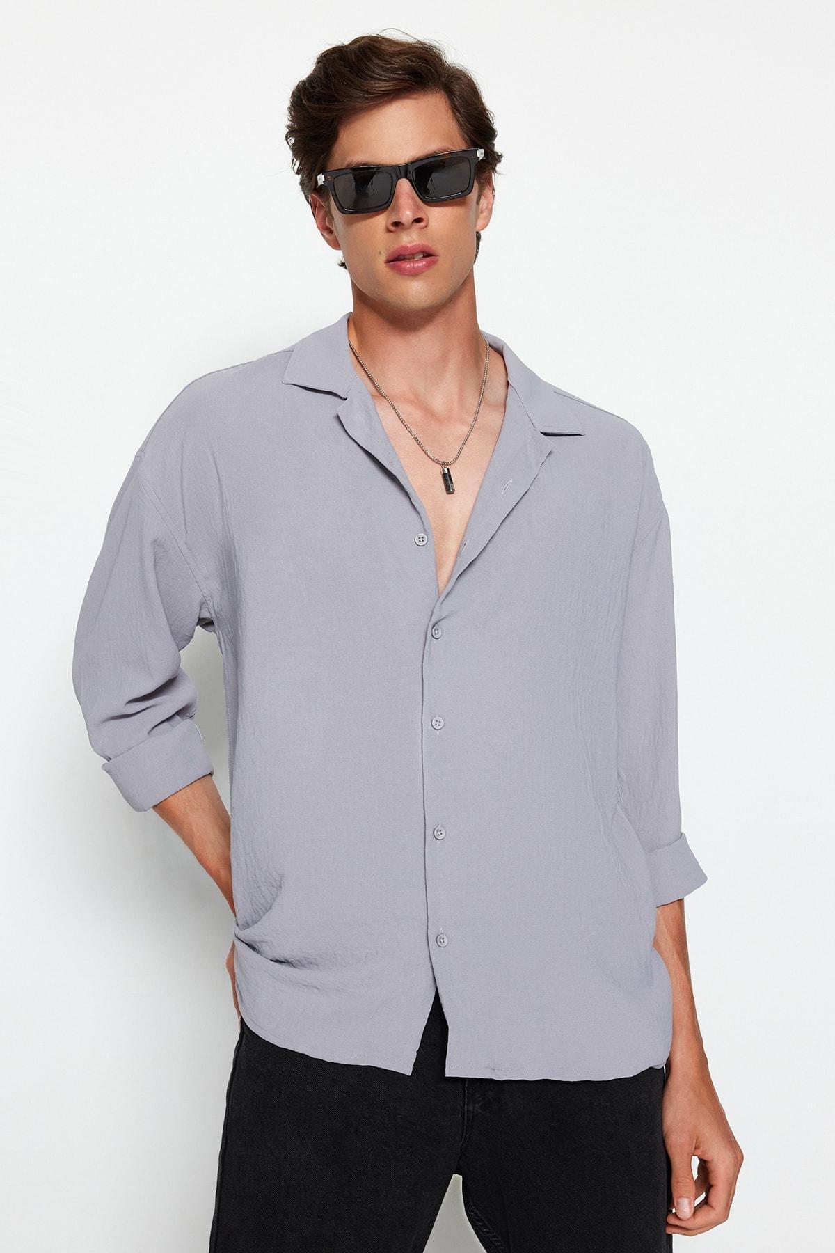 Grey Oversize Shirt, , large image number 1