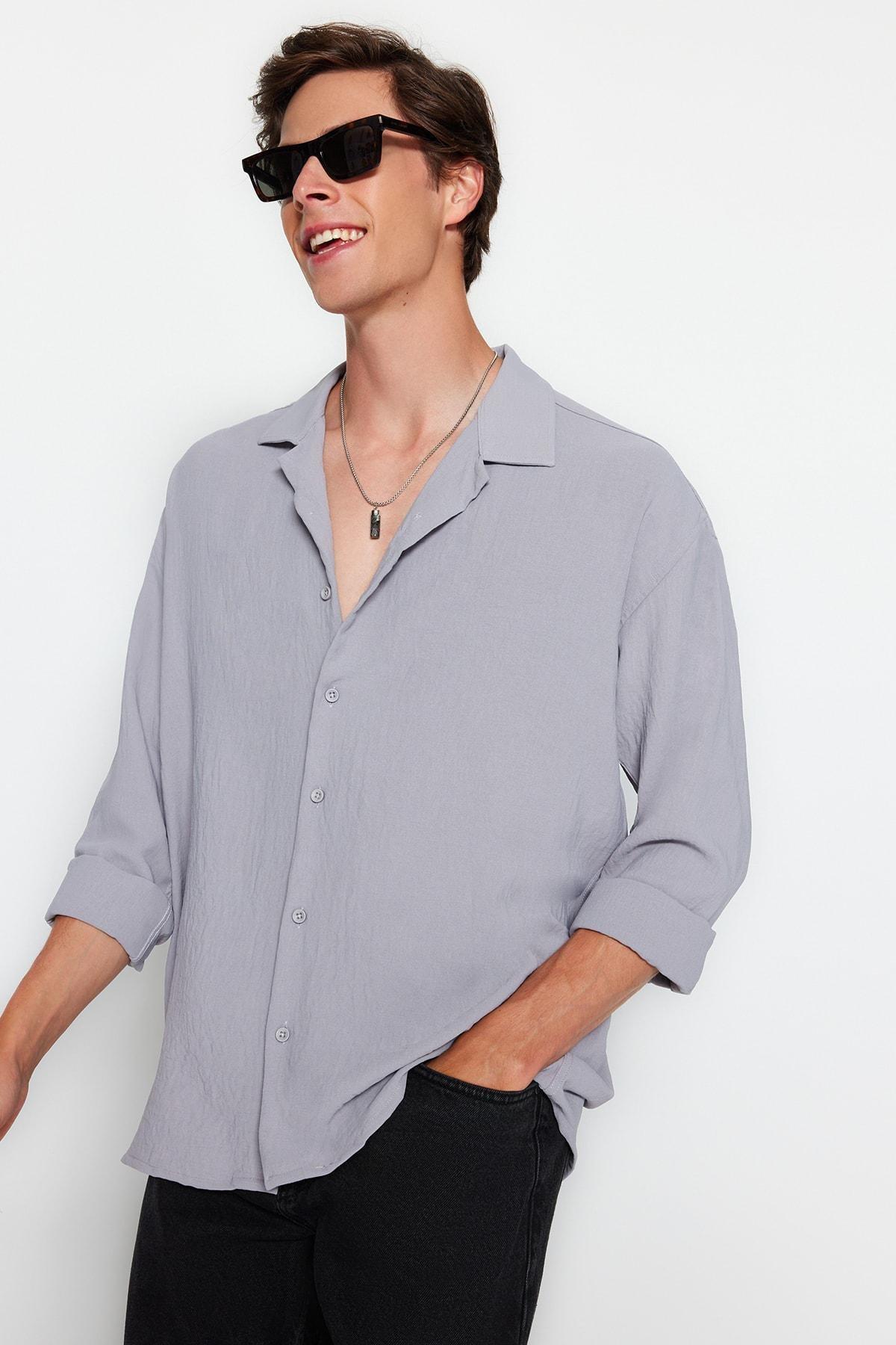 Grey Oversize Shirt, , large image number 4