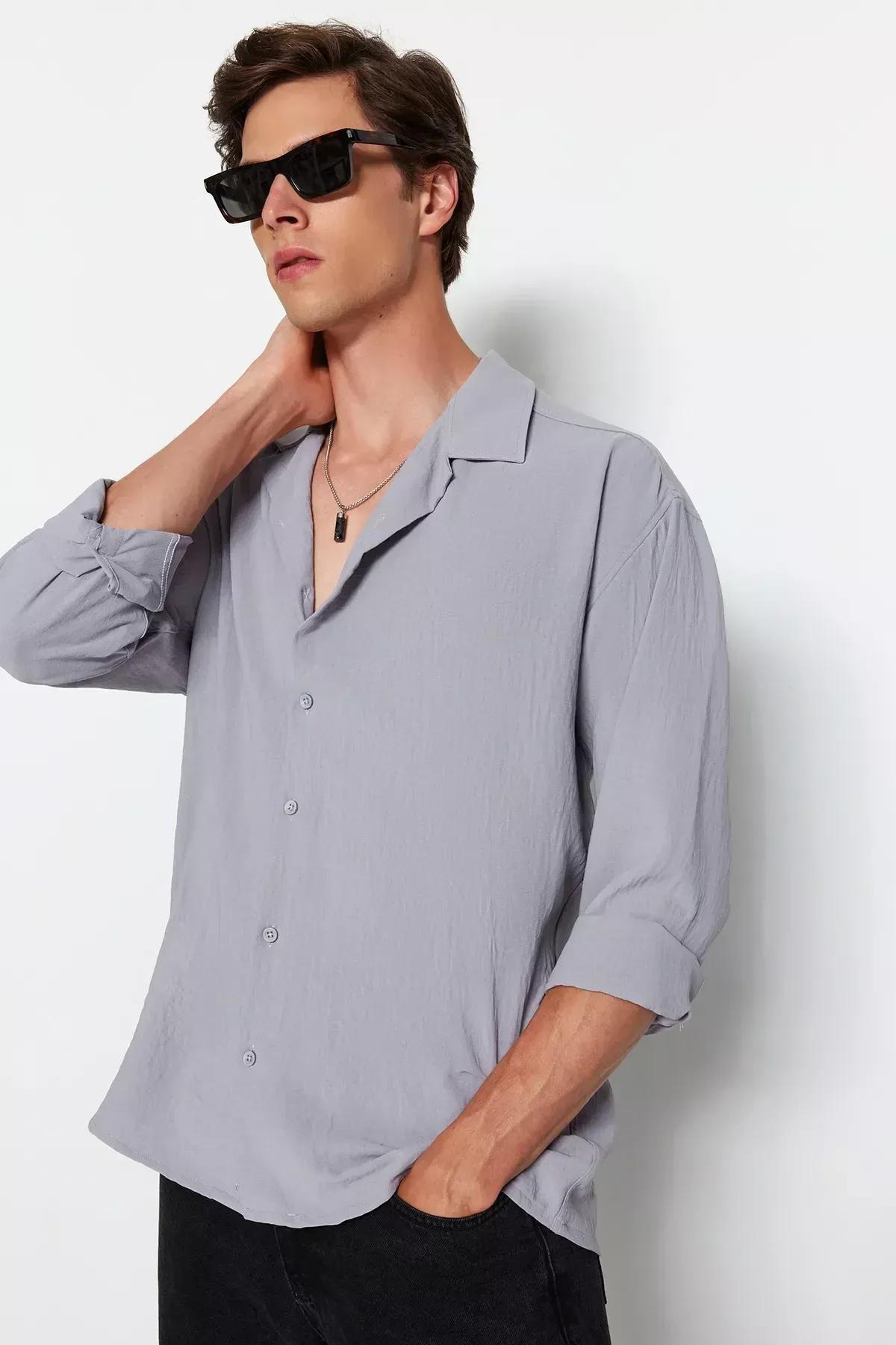 قميص بقصة فضفاضة، رمادي, Gray, large image number 4