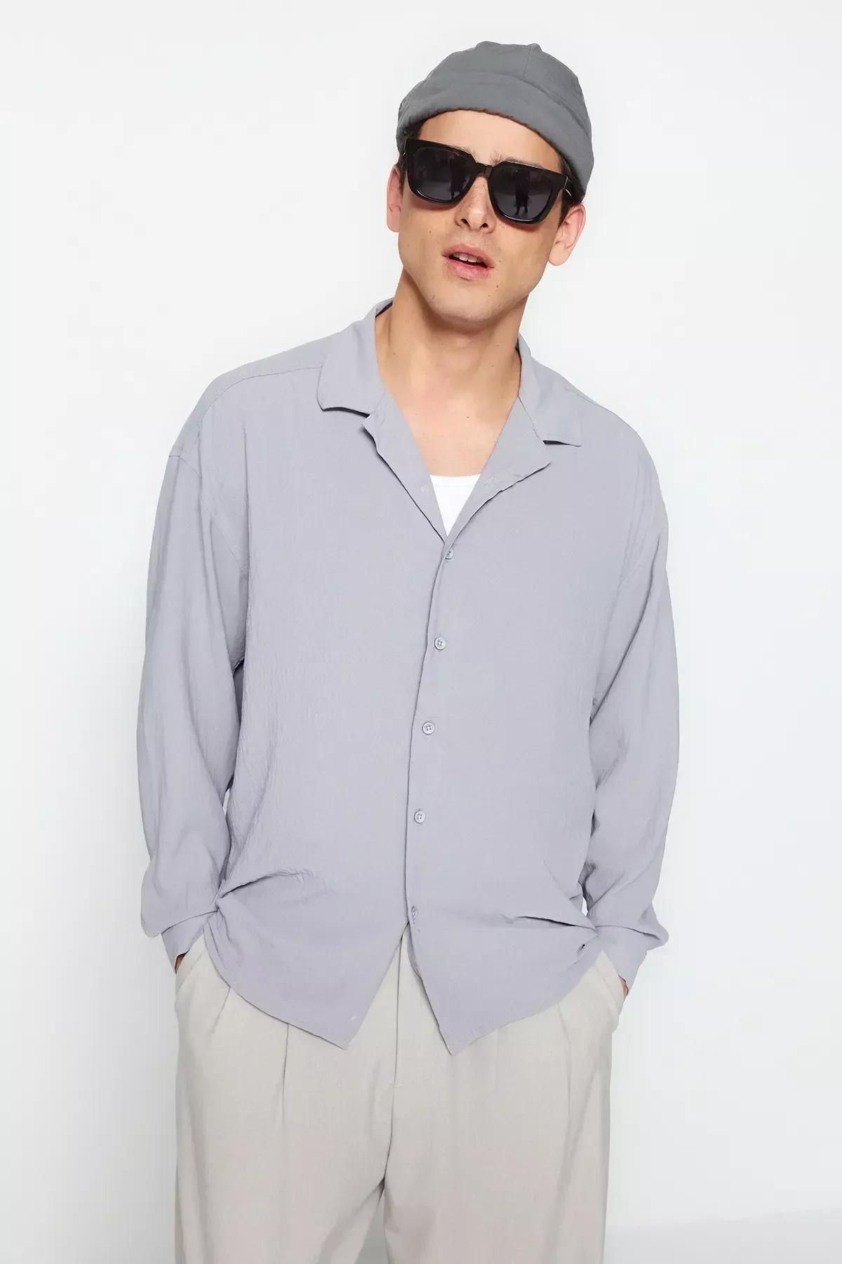 Grey Oversize Shirt, , large image number 6