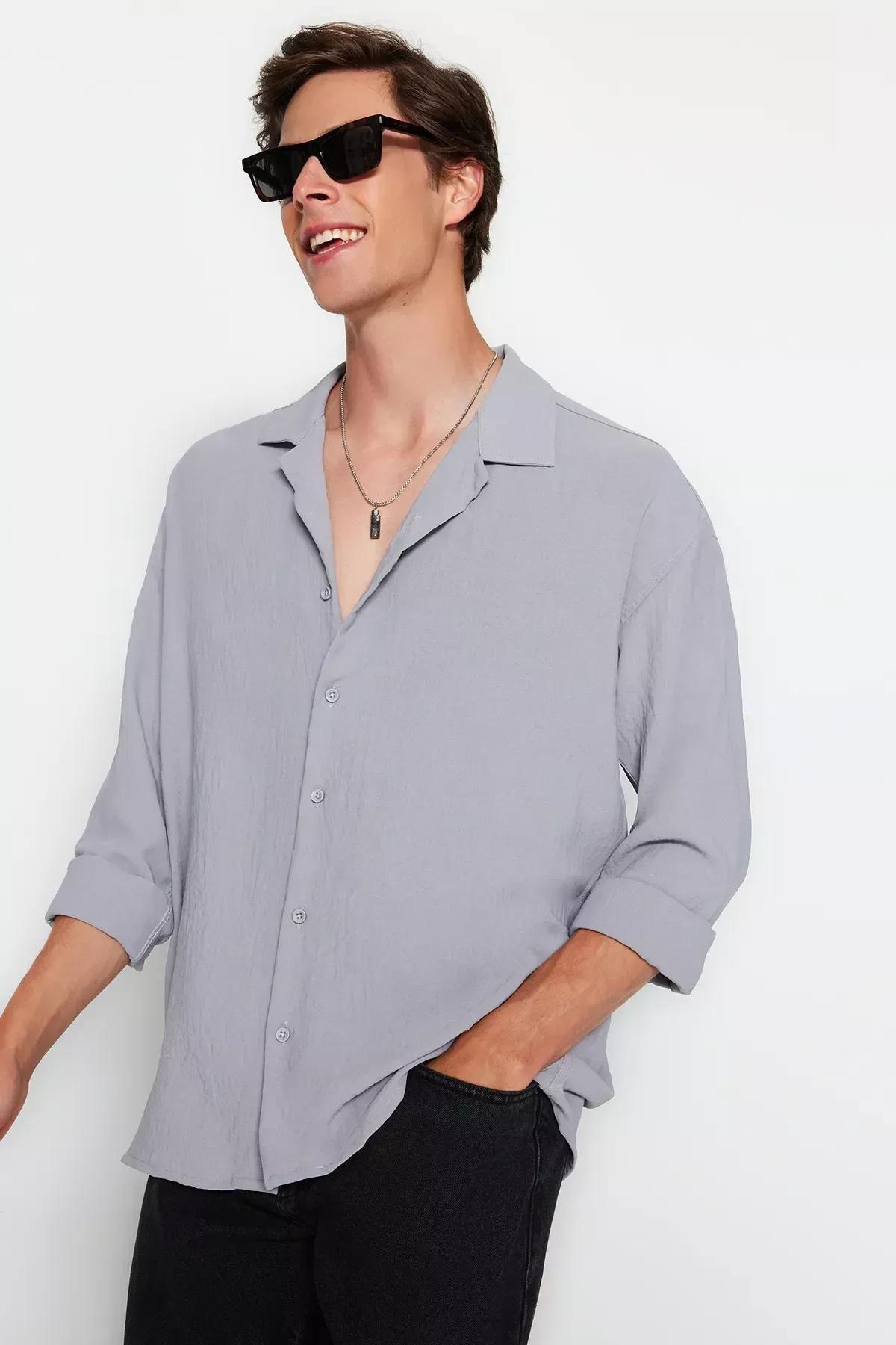 Grey Oversize Shirt, , large image number 7
