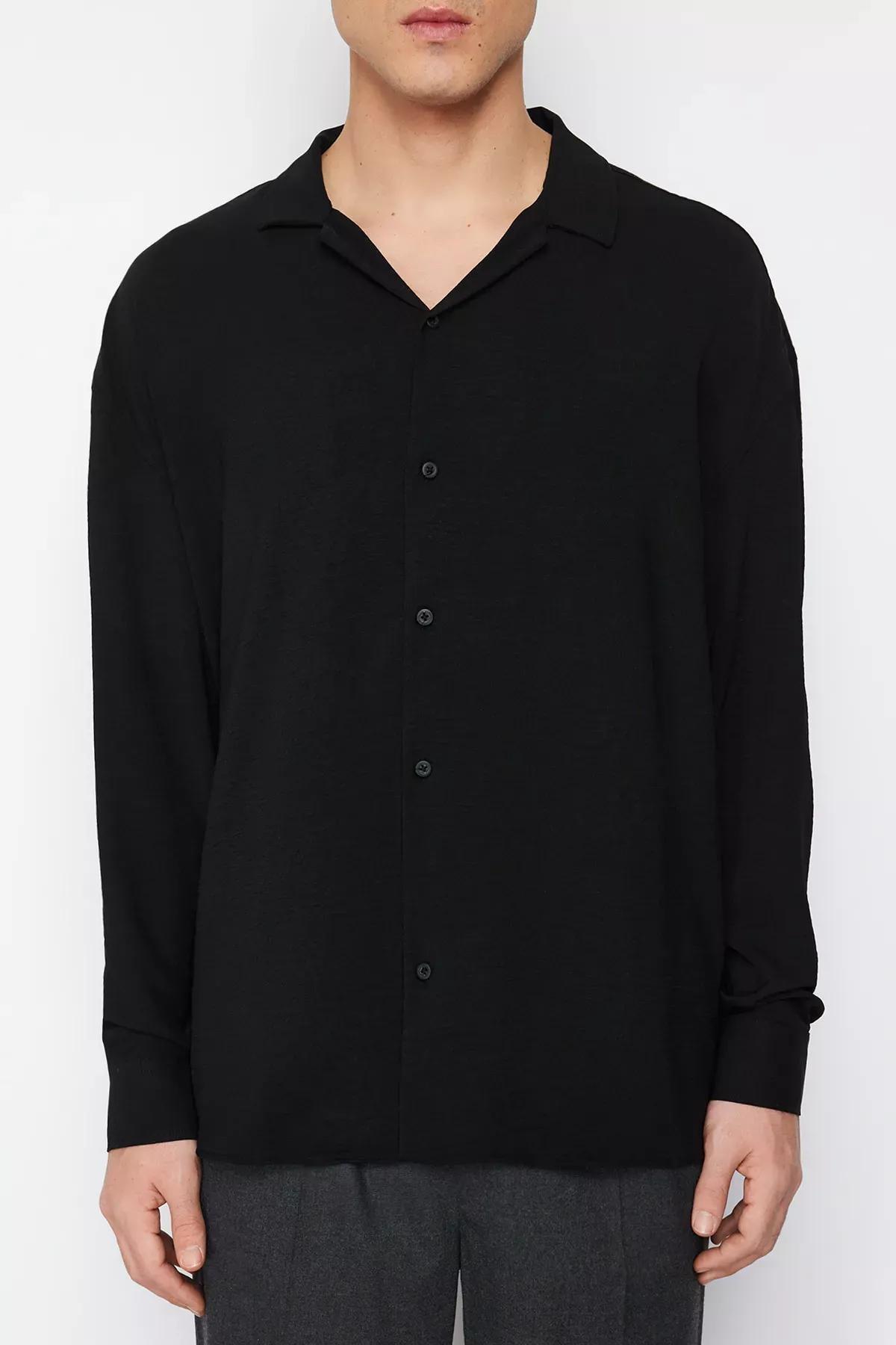 Black Buttoned Shirt, Black, medium