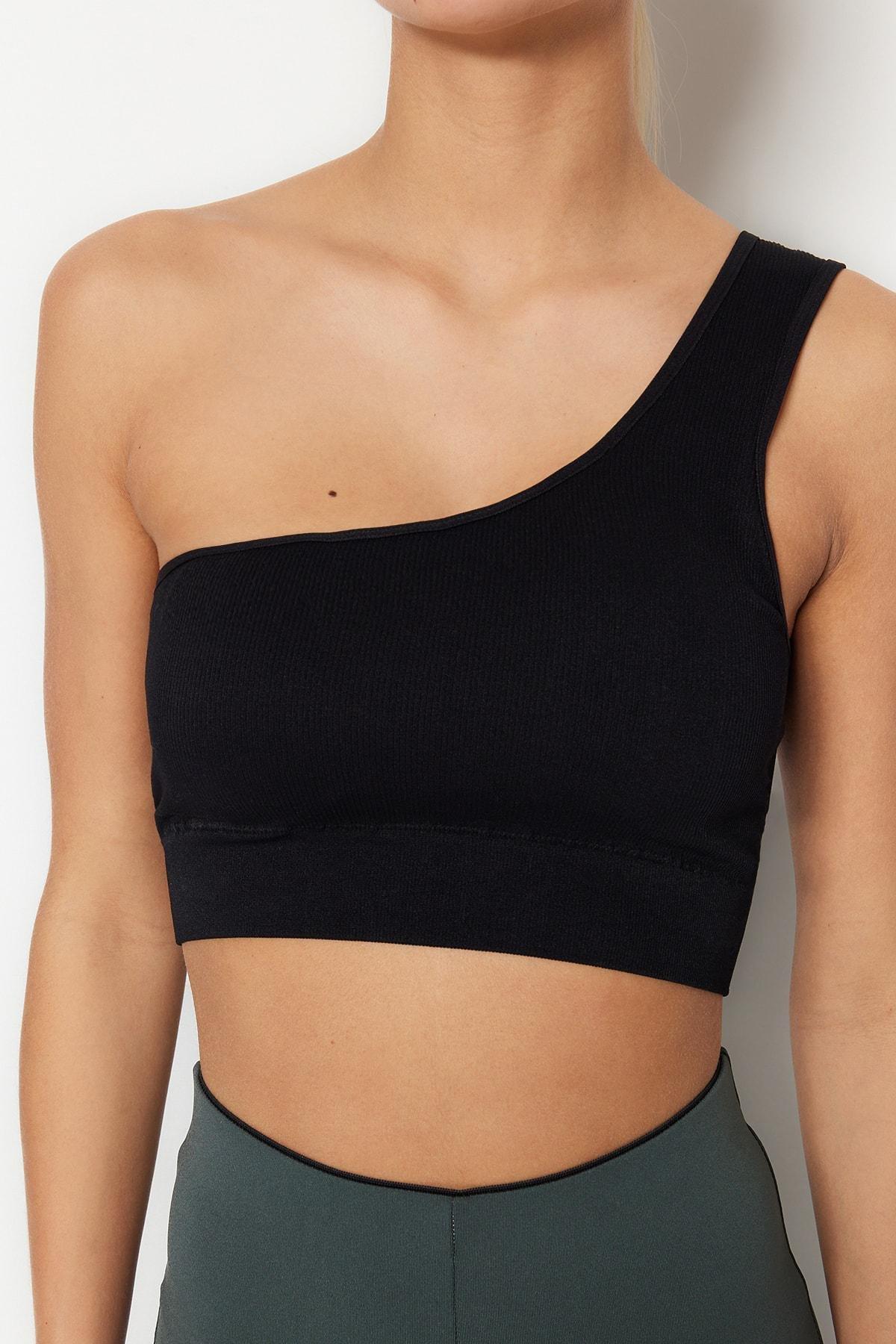 Black Seamless Single Knitted Sports Bra, , large image number 3
