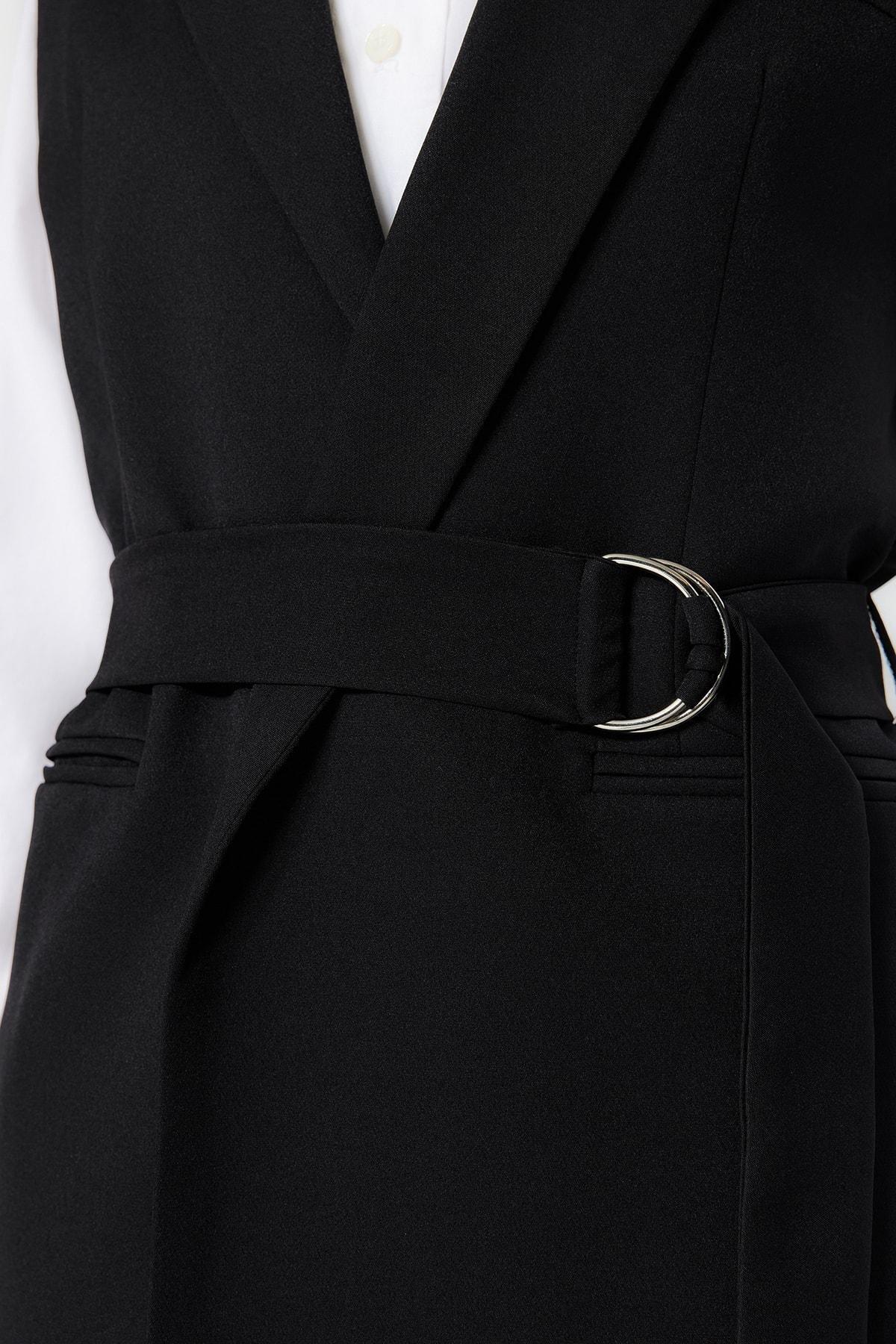 Black Lapel Collar Vest, , large image number 3