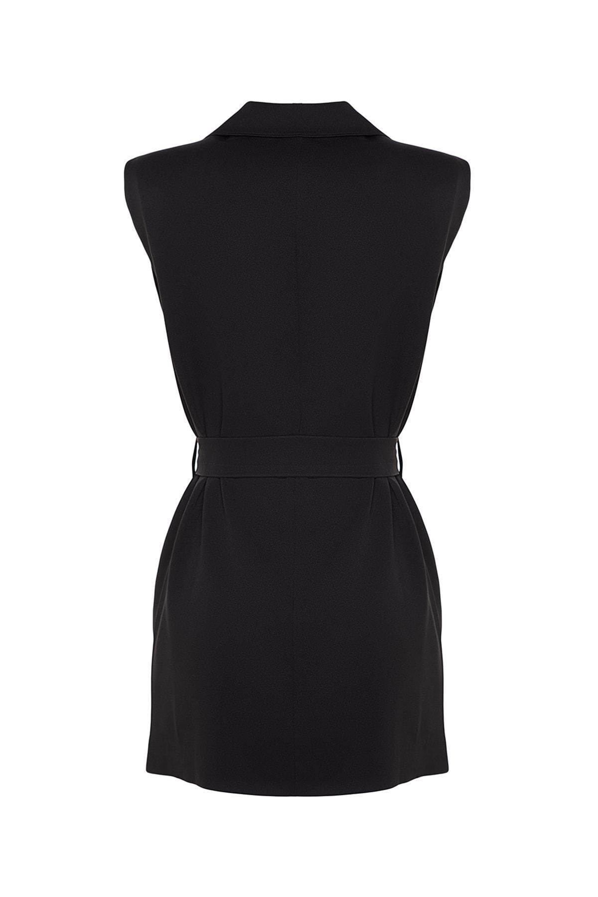 Black Lapel Collar Vest, , large image number 6