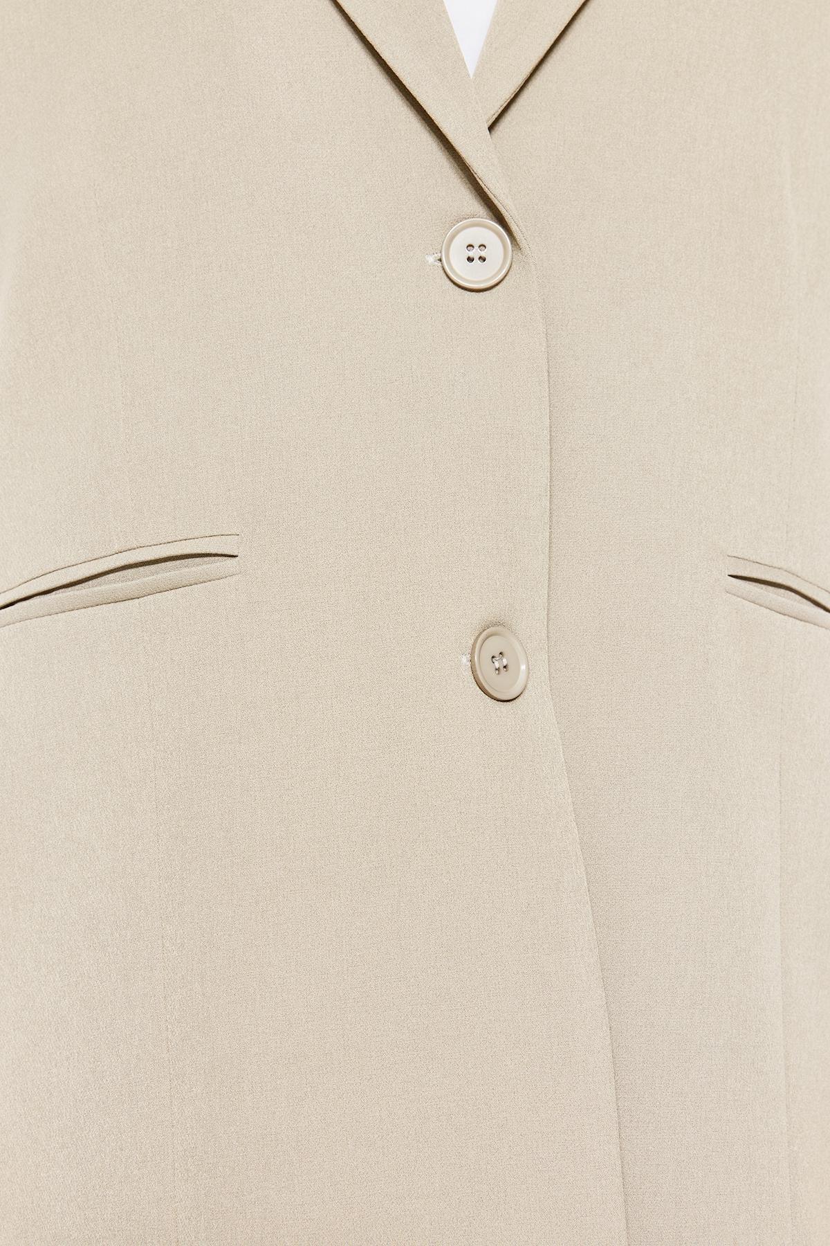 Beige Double-Breasted Vest, , large image number 4