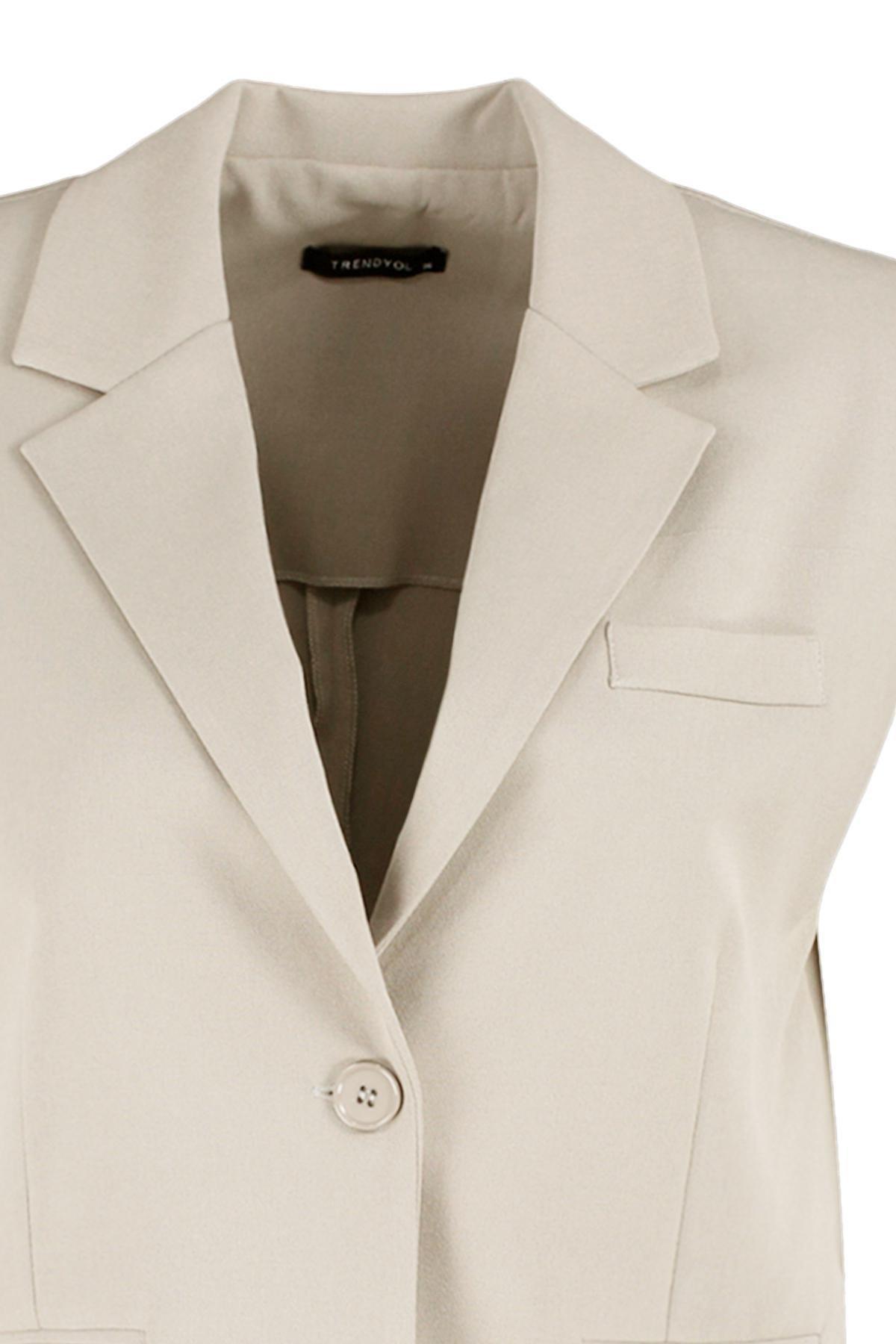 Beige Double-Breasted Vest, , large image number 6
