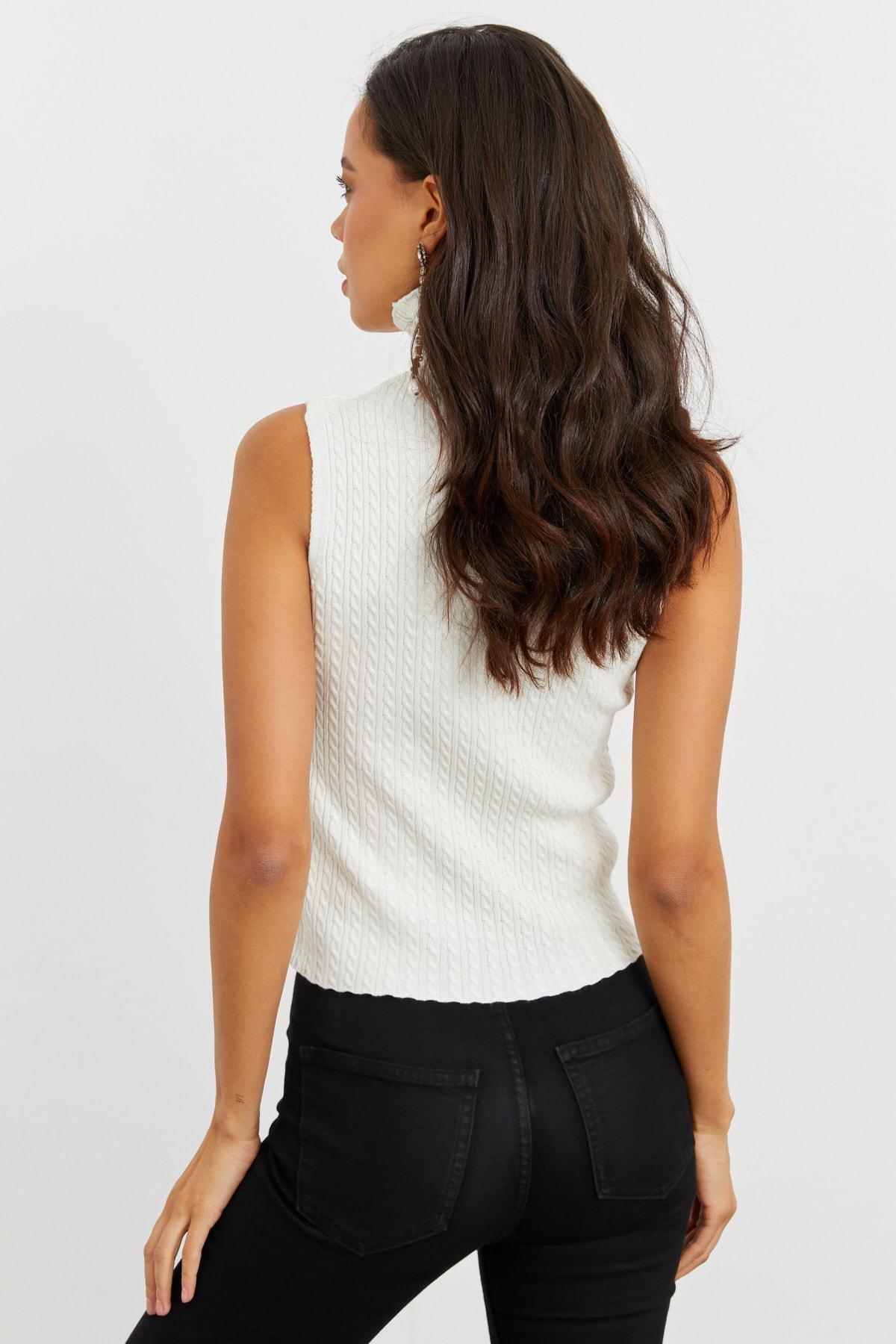 Ecru High Neck Sleeveless Top, , large image number 2