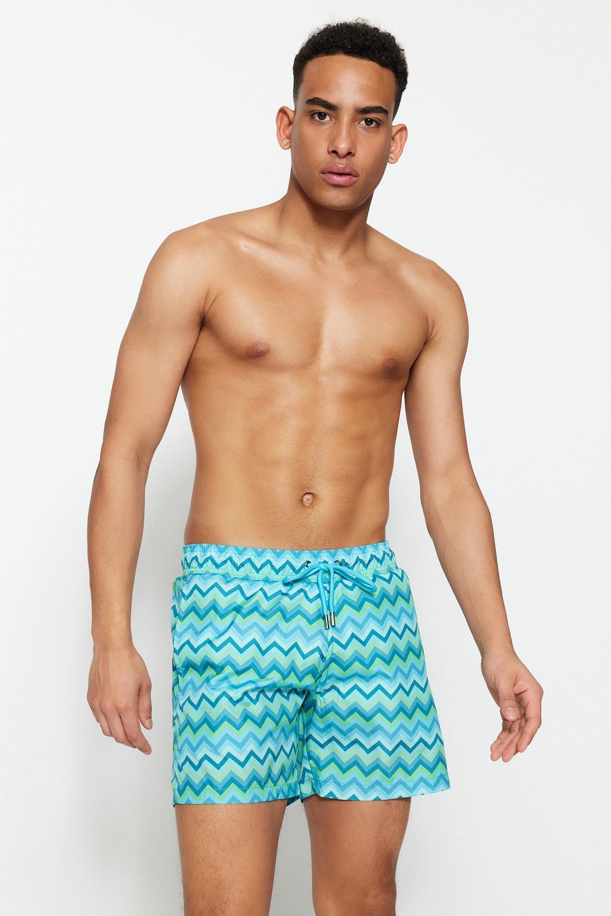 Multicolour Geometric Swim Shorts, , large image number 0