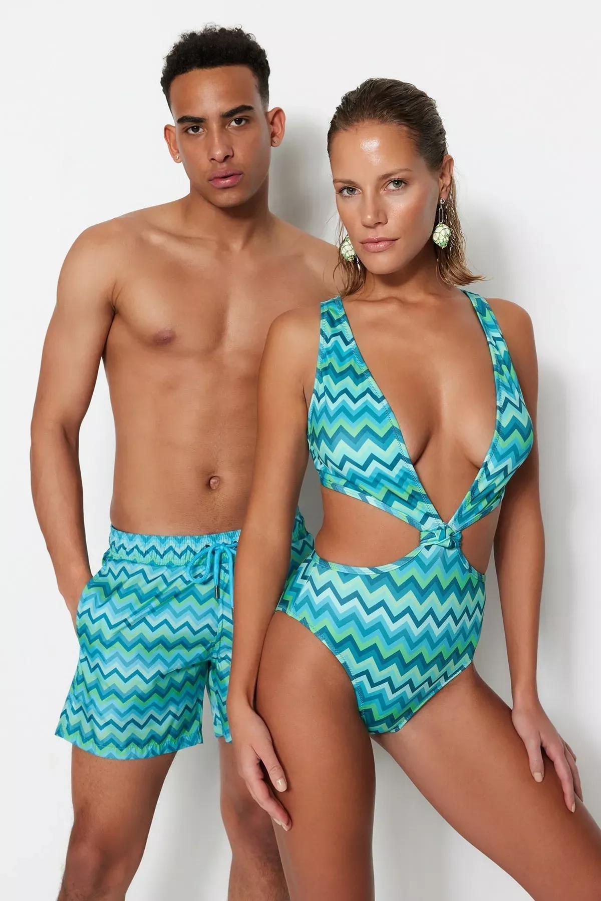 Trendyol - Multicolour Geometric Swim Shorts