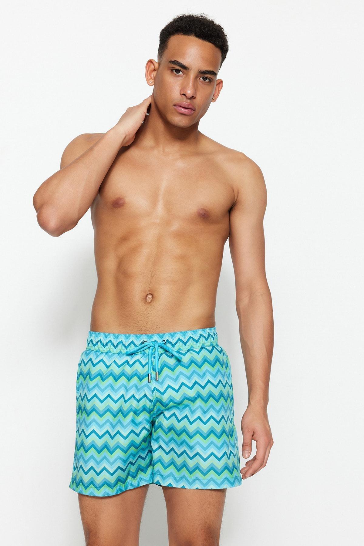 Multicolour Geometric Swim Shorts, , large image number 3