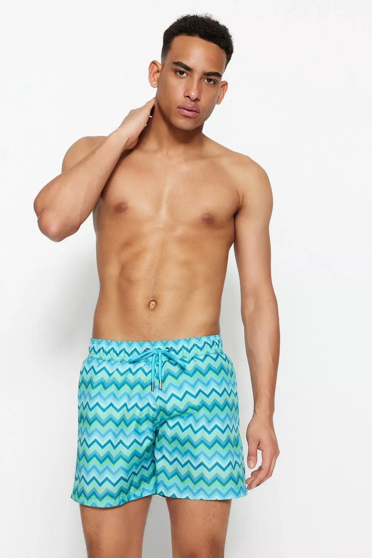 Multicolour Geometric Swim Shorts, , large image number 3