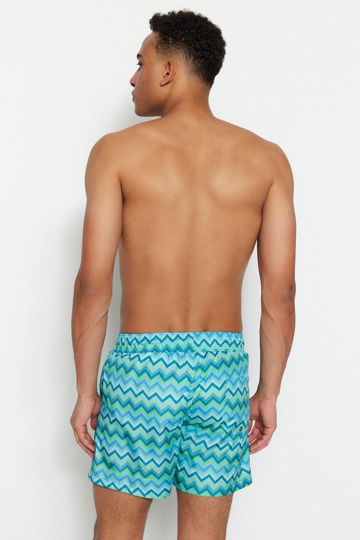 Multicolour Geometric Swim Shorts, , large image number 4