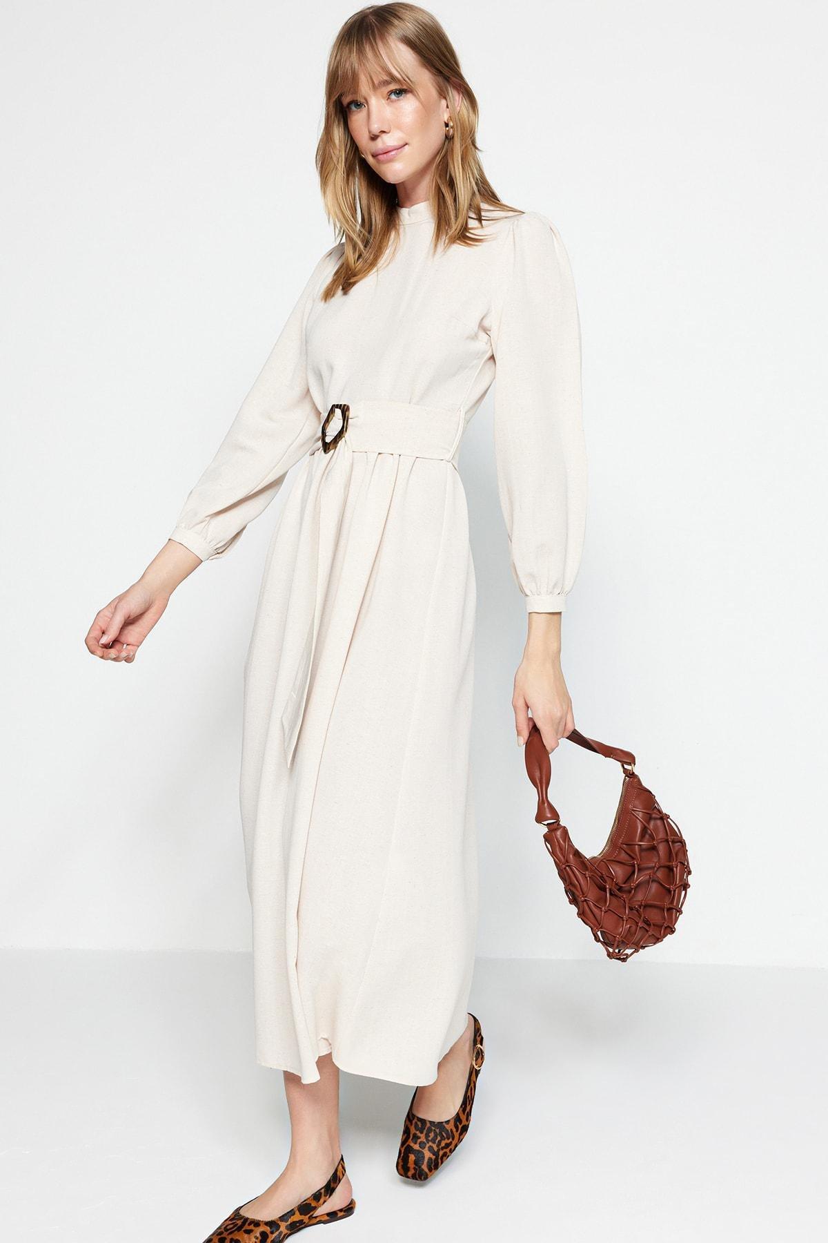 Ecru Belted Shift Dress, , large image number 1