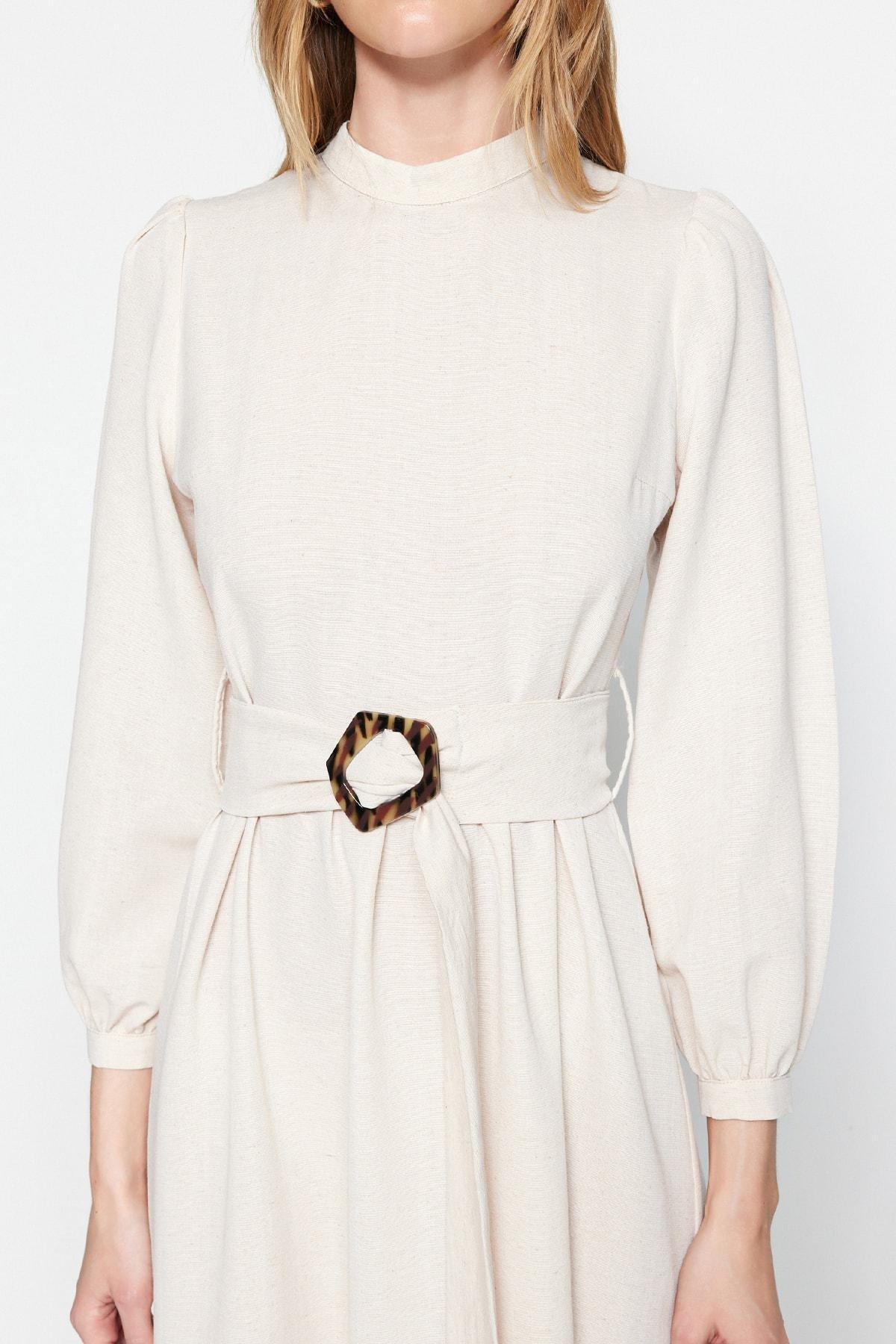 Ecru Belted Shift Dress, , large image number 3