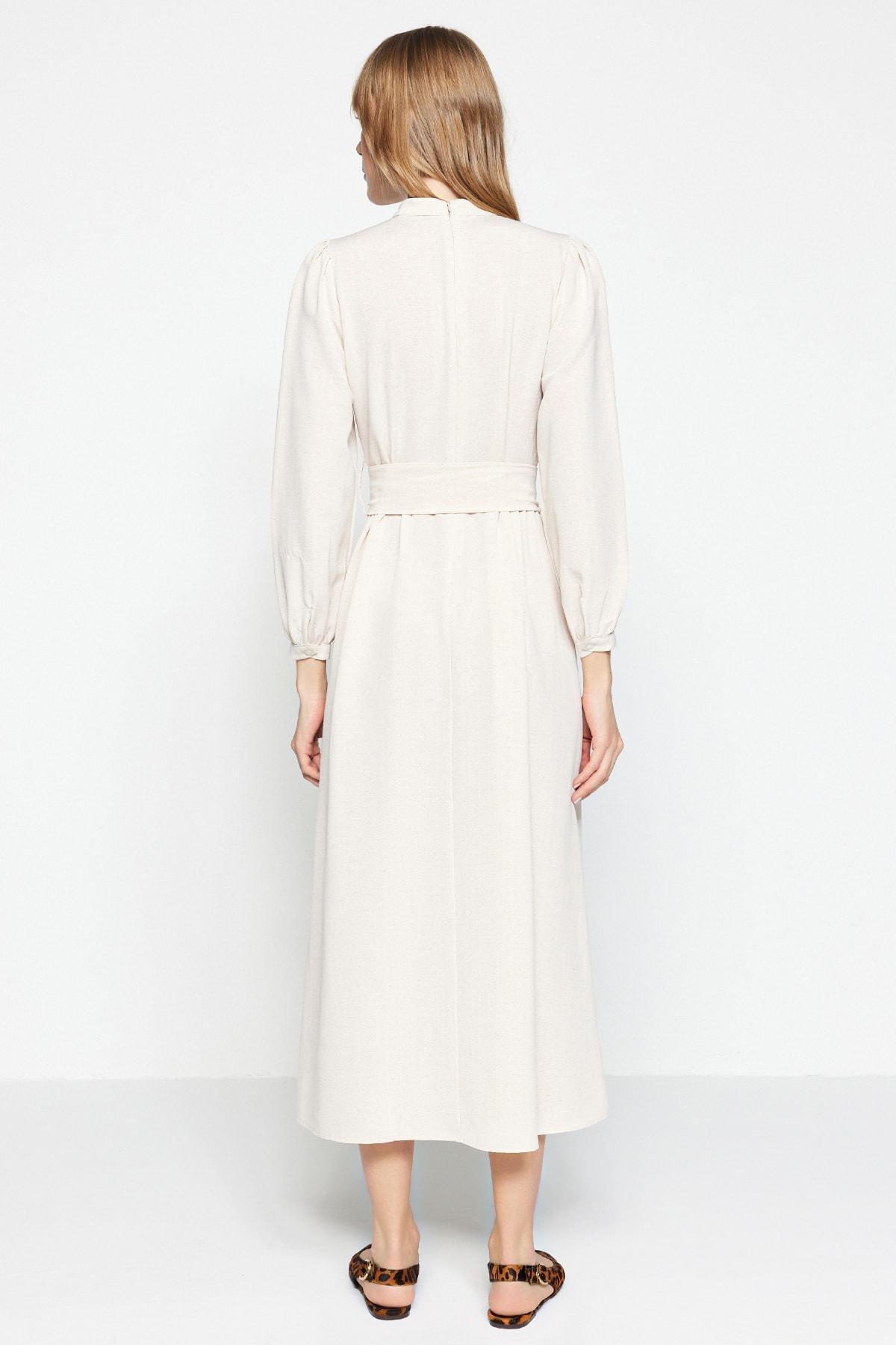 Ecru Belted Shift Dress, , large image number 5