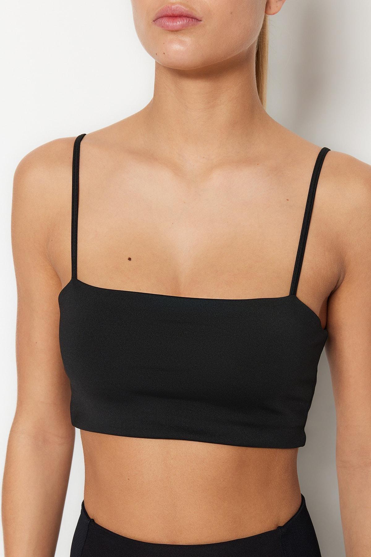 Black Square Collar Sports Bra, , large image number 3