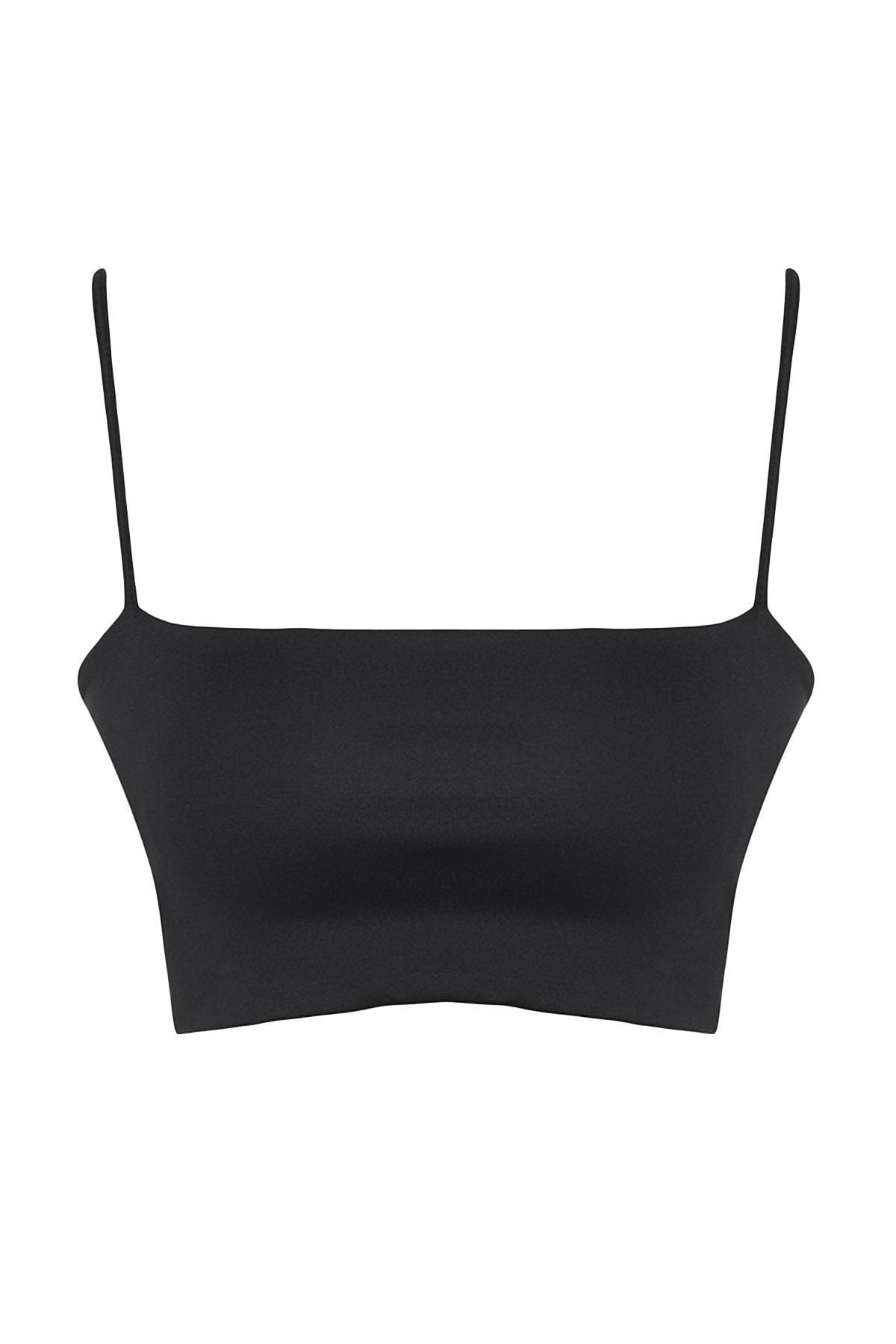 Black Square Collar Sports Bra, , large image number 5