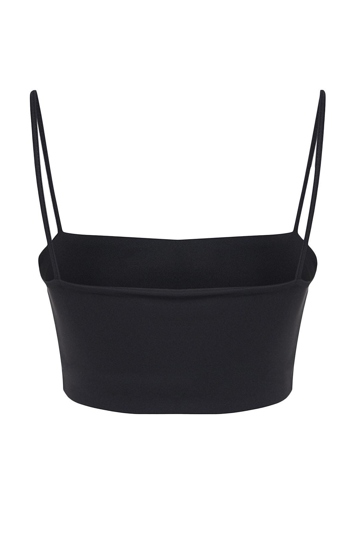 Black Square Collar Sports Bra, , large image number 6