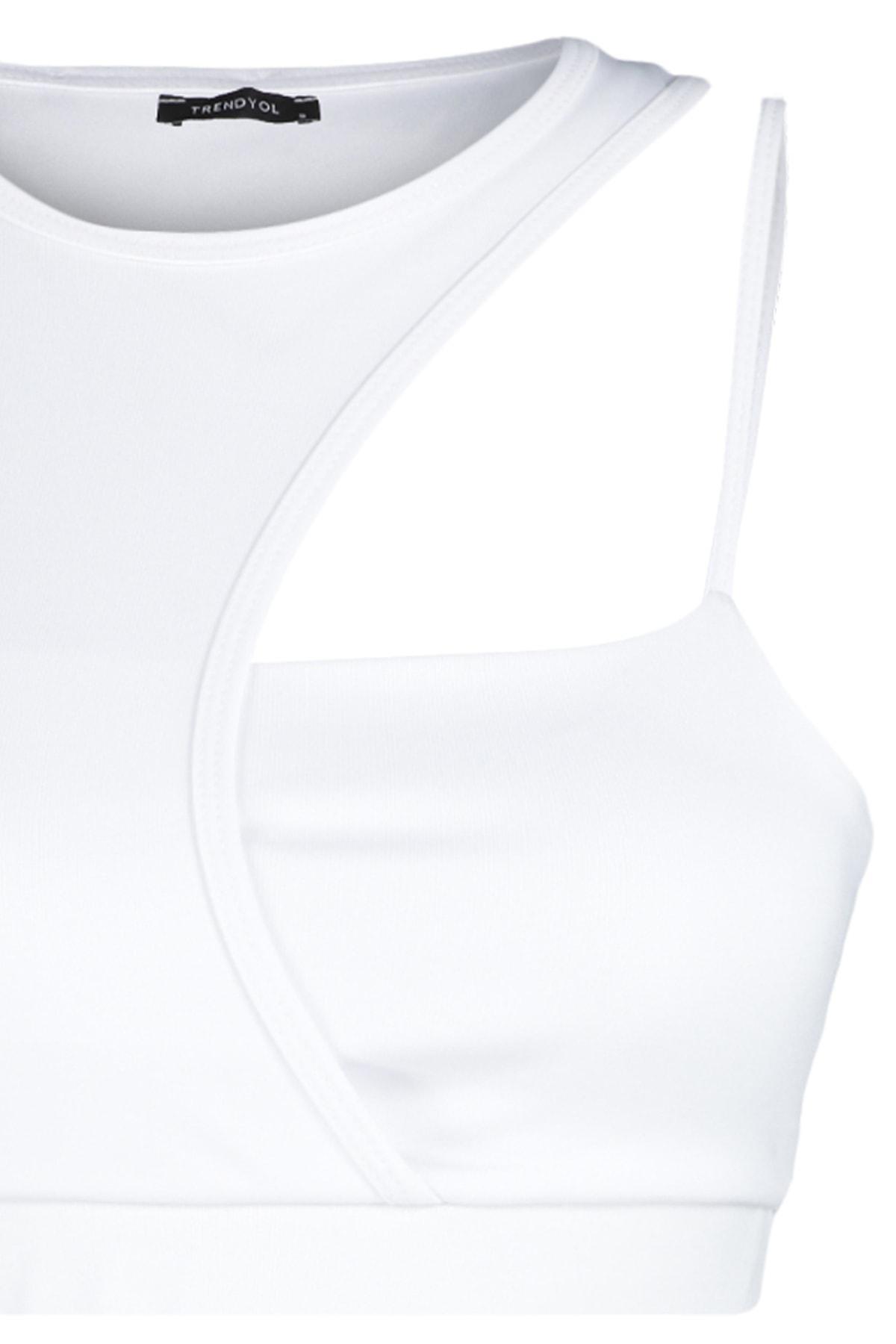 Trendyol - White Asymmetrical Collar Sports Bra