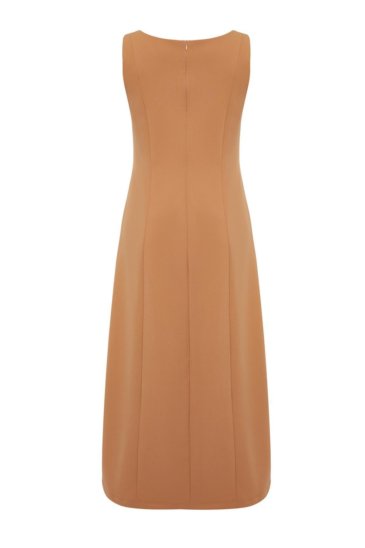Beige Square Neck Woven Gilet Dress, , large image number 6