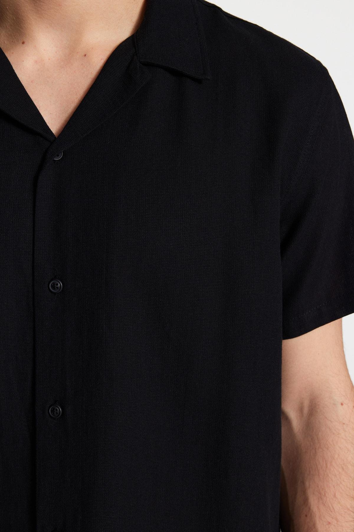 Black Cotton Collared Shirt, , large image number 3