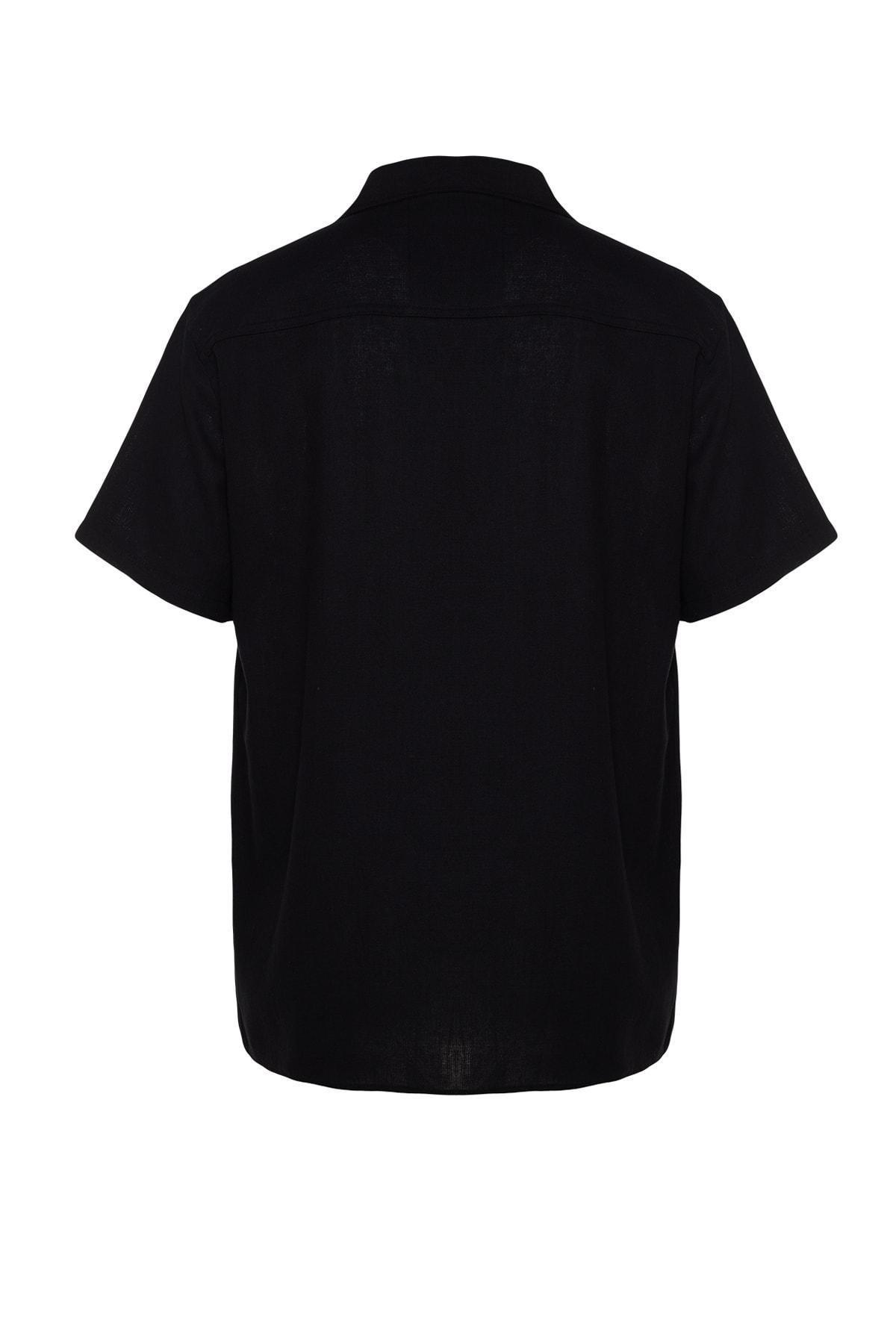 Black Cotton Collared Shirt, , large image number 5