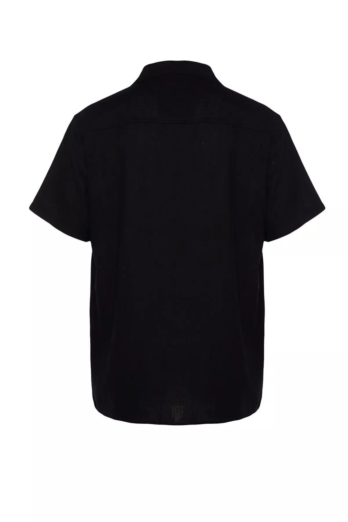 Black Cotton Collared Shirt, Black, large image number 5