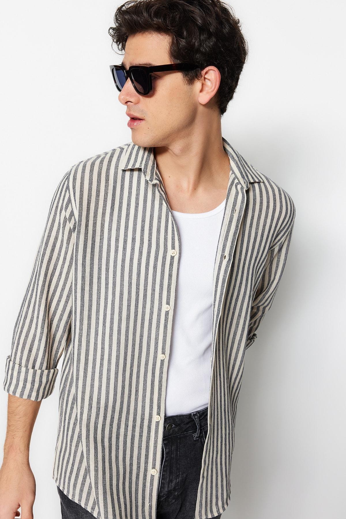 Trendyol - Navy Striped Shirt