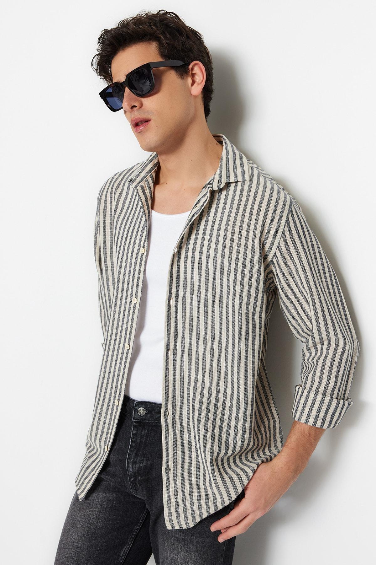 Trendyol - Navy Striped Shirt