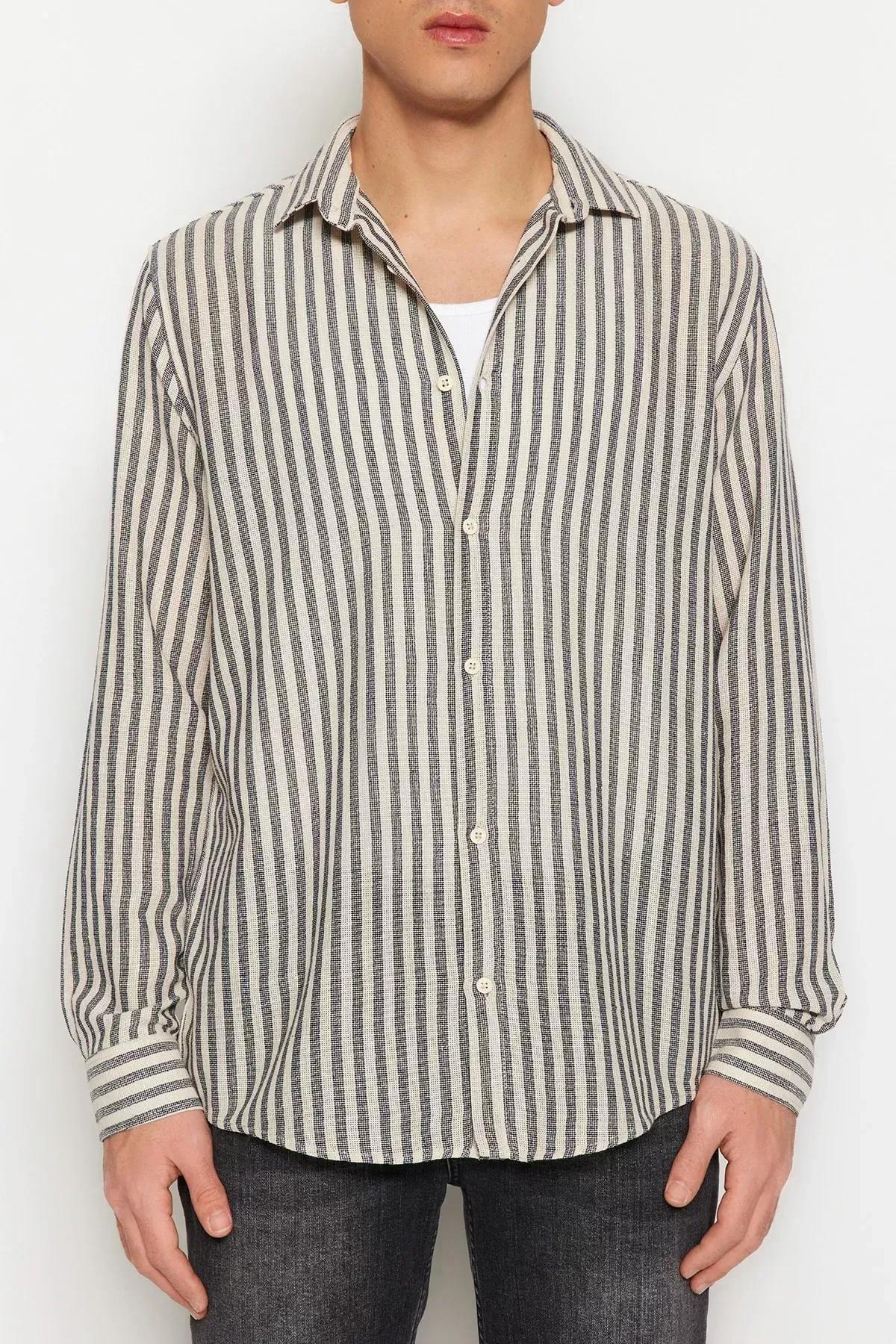Multicolour Striped Shirt, Dark blue, medium